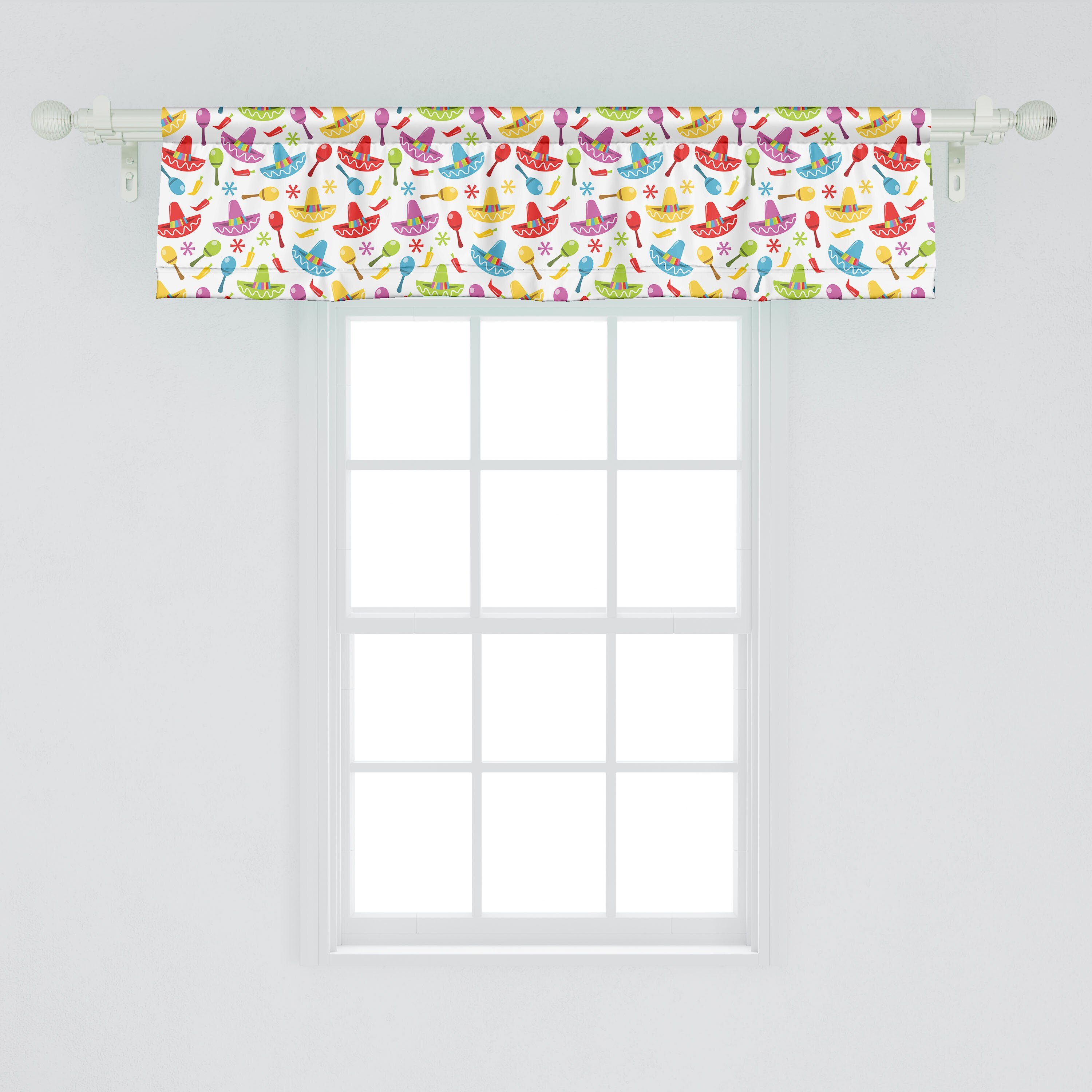 Scheibengardine Vorhang Volant für Dekor Sombrero mit Stangentasche, Microfaser, Schlafzimmer Abakuhaus, Maracas Fiesta und Küche