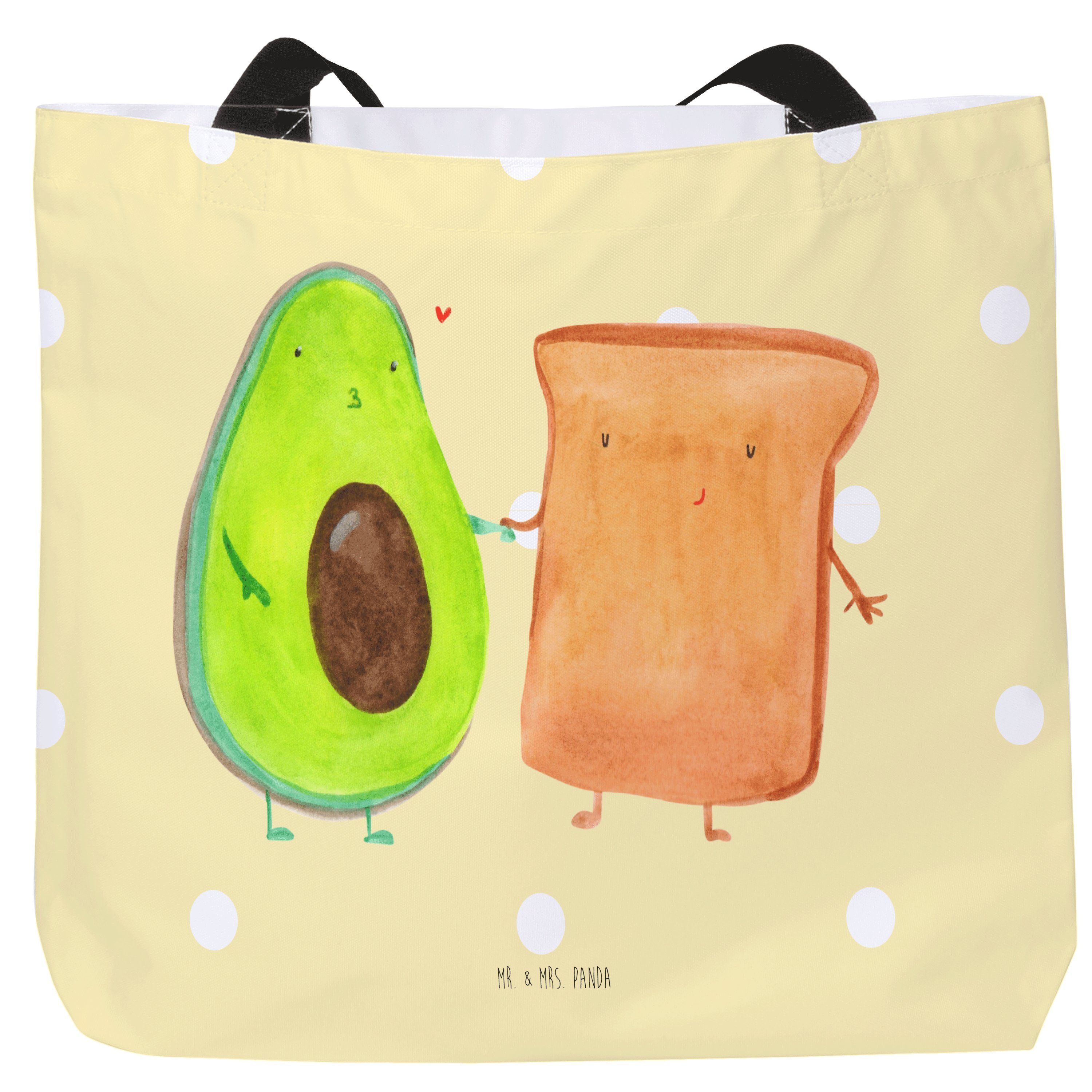 - + - Freizeittasc Pastell Panda Avocado Mrs. Shopper Strandtasche, Mr. Geschenk, & (1-tlg) Toast Gelb