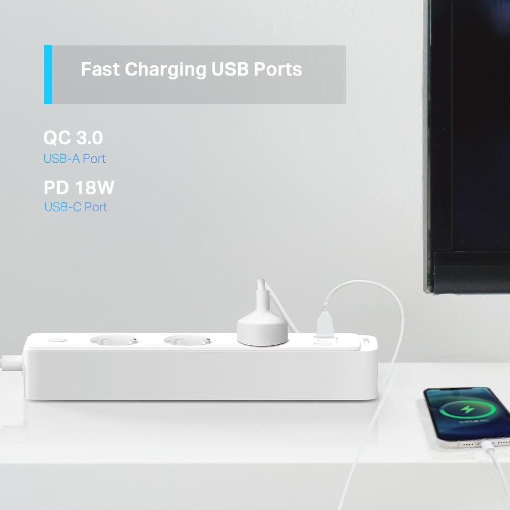 tp-link Tapo P300 Smarte Dreifach-Steckdosenleiste, Intelligente WLAN-Steckdosenleiste (3 Buchsen, USB, WiFi) – Bild 3 von 5