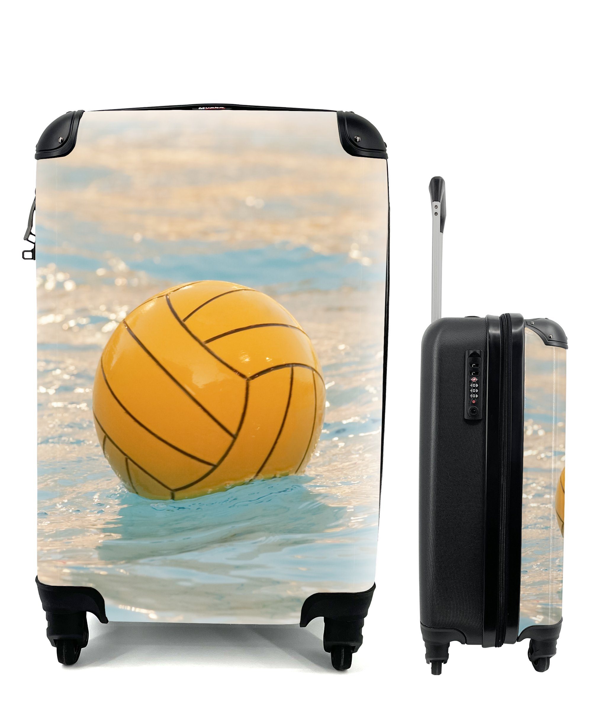 MuchoWow Handgepäckkoffer Wasserball im Schwimmbad, 4 Rollen, Reisetasche mit rollen, Handgepäck für Ferien, Trolley, Reisekoffer | Handgepäck-Koffer