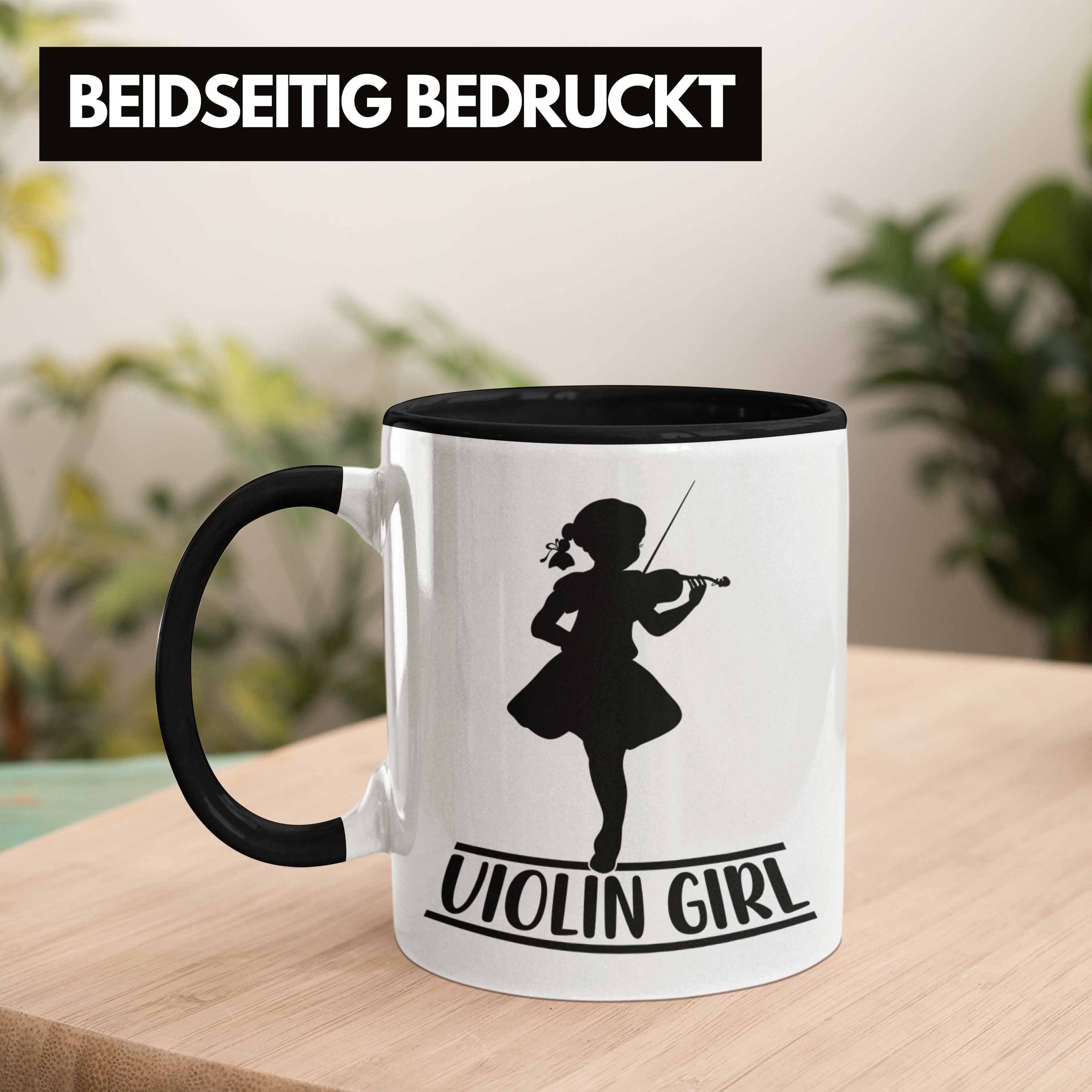 Tasse Geschenk Geigen Schwarz Geigenspielerin Spru Tasse Trendation Geigenspieler Kaffee-Becher