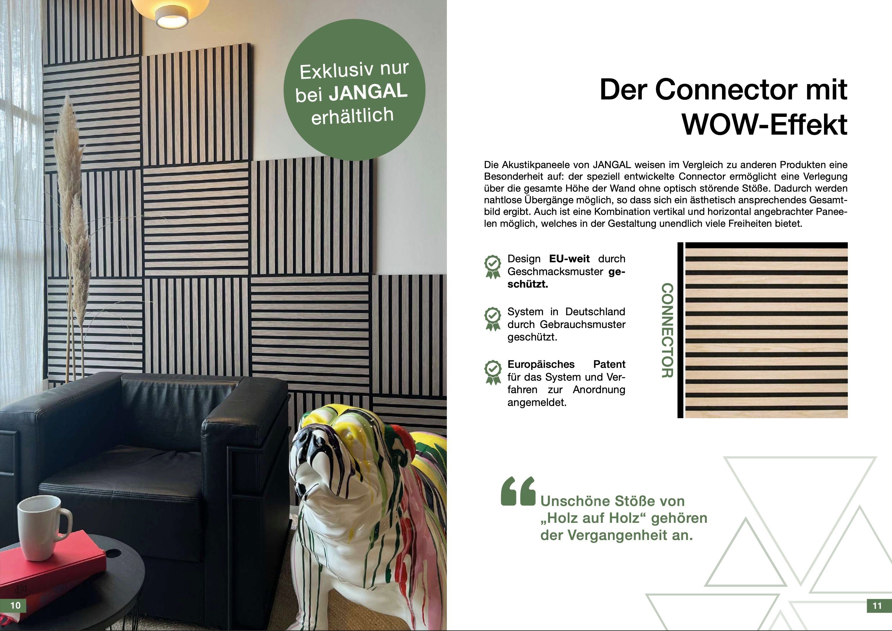 verbesserte JANGAL Modular Raumakustik, 520x520x10 akustisch, Wall mm, 0,27 Paneel, & cm, Oak qm, Akustikpaneel, 52,00x52,00 Akustik Connector-System Schallschutzpaneel BxL: nachhaltig Davert