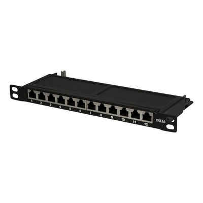 LogiLink NP0066 Netzwerk-Patch-Panel (10 Zoll Cat.6A, 12-Port, 0,5 HE, geschirmt PoE, PoE+ und PoE)