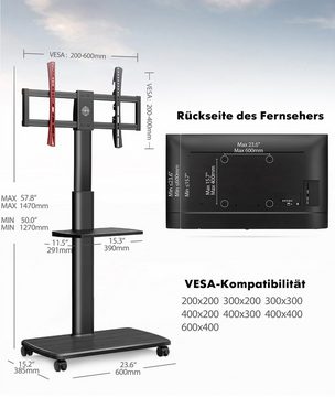 FITUEYES TV-Ständer, (bis 70,00 Zoll, mit Rollen)