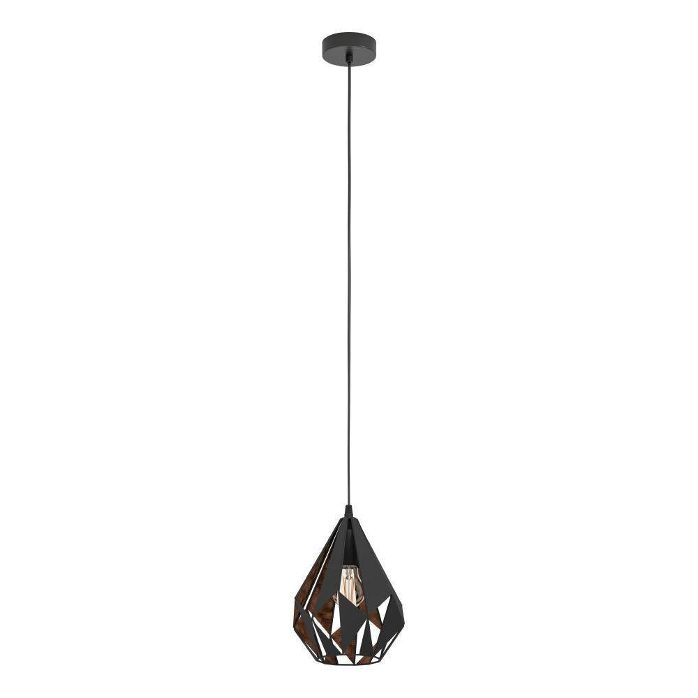 EGLO Pendelleuchte CARLTON 1 Hängeleuchte, schwarz kupfer, Stahl, exkl. Leuchtmittel, ohne Leuchtmittel, Vintage Pendellampe, 1 flammig, Drahtgeflecht, Industrial, 110x20,5cm