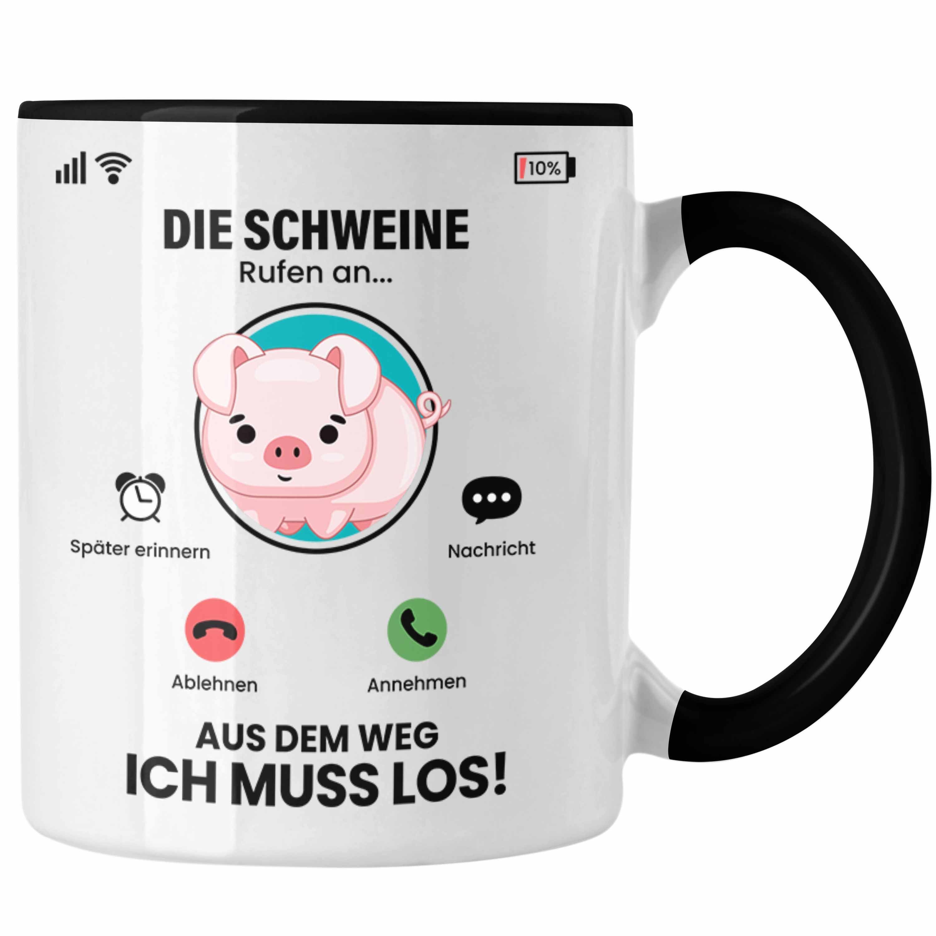 Trendation Tasse Die Schweine Rufen An Tasse Geschenk für Schweine Züchter Besitzer Ges Schwarz