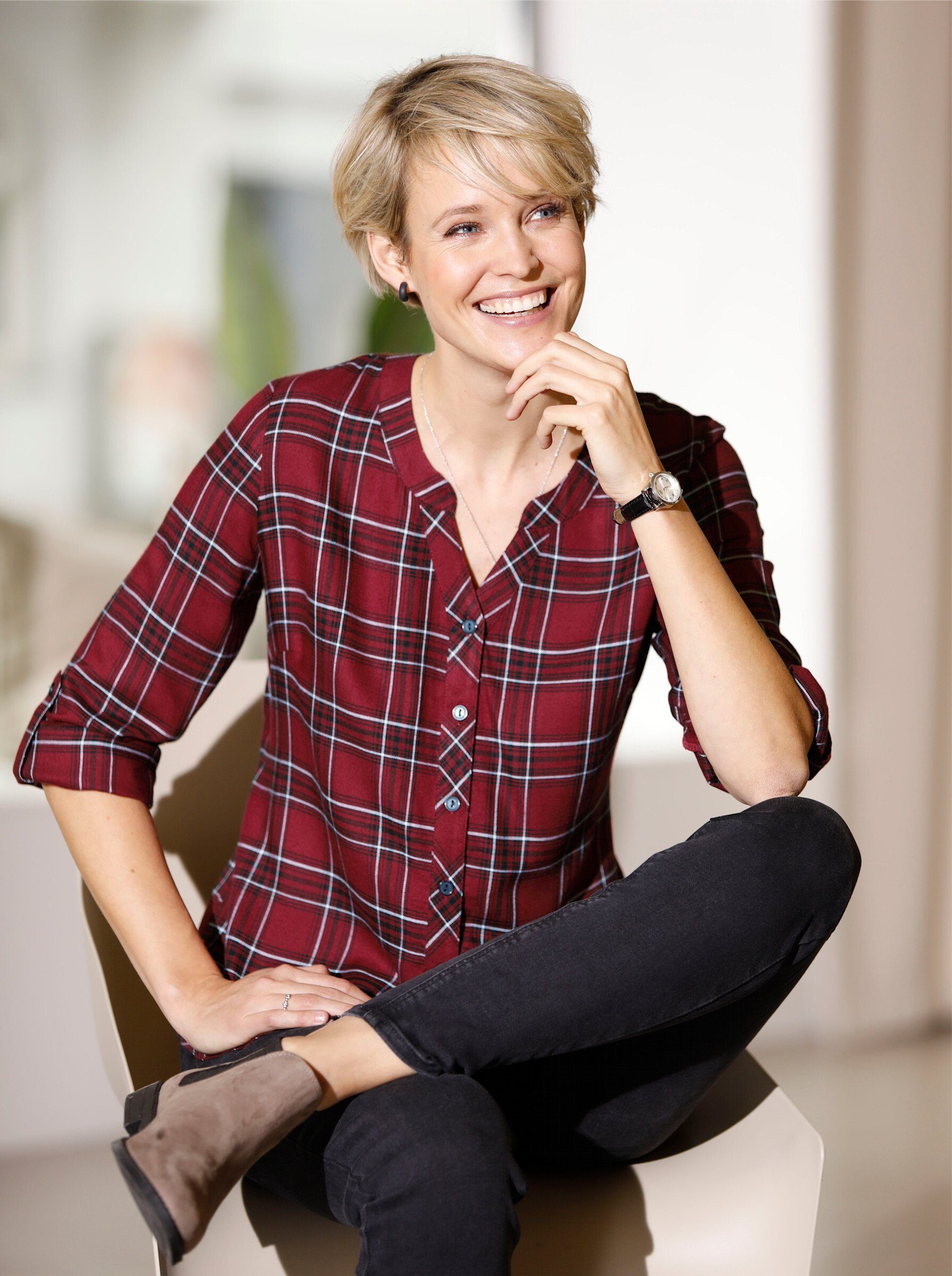 Sieh an! Klassische Bluse Karobluse .