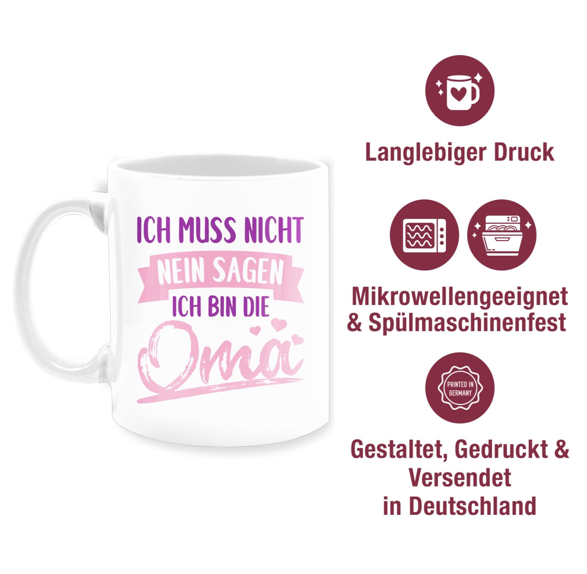 Ich sagen nicht Weiß Oma die Rosa/lila, 2 ich Tasse nein - muss bin Statement Keramik, Shirtracer