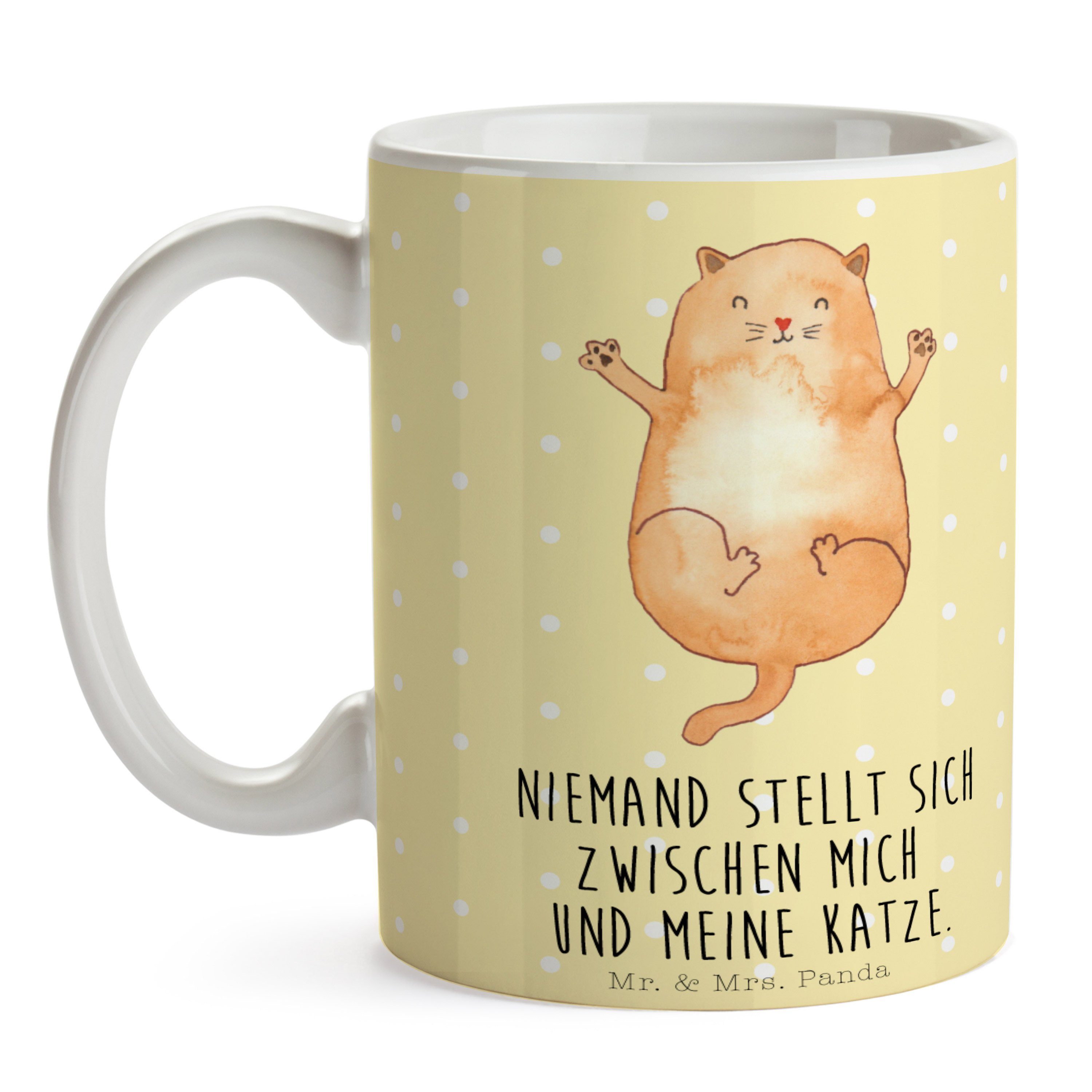 Keramik Panda - & Mr. Umarmen Miau, Cat, Pastell Geschenk Katzen - Mrs. Tasse Geschenk, Tasse, Gelb