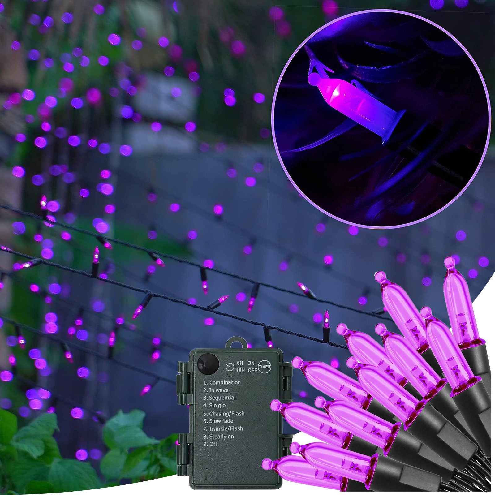 Jibenhome Lichterkette 50/100 LEDs LED-Lichterkette 8 Modi 3 AA-Batterienbetrieb, Weihnachtsbeleuchtung Feiertagsdekoration