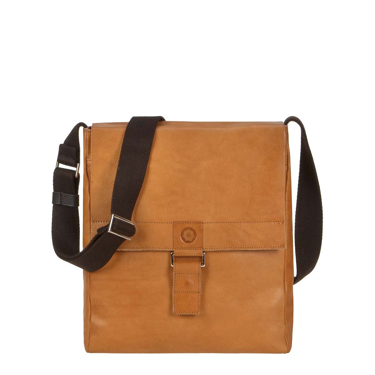 Sonnenleder Umhängetasche Granada G Leder Damen Herren Schultertasche Messenger natur braun, Ledertasche, Messenger Bag, süddeutsches Rindleder