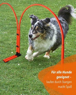 Superhund Agility-Slalom Hoopers Slalom in Rot mit Bogen in Farbe Gelb, Kunststoff