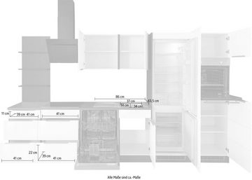 Kochstation Küchenzeile KS-Brindisi, mit E-Geräten, Breite 340 cm