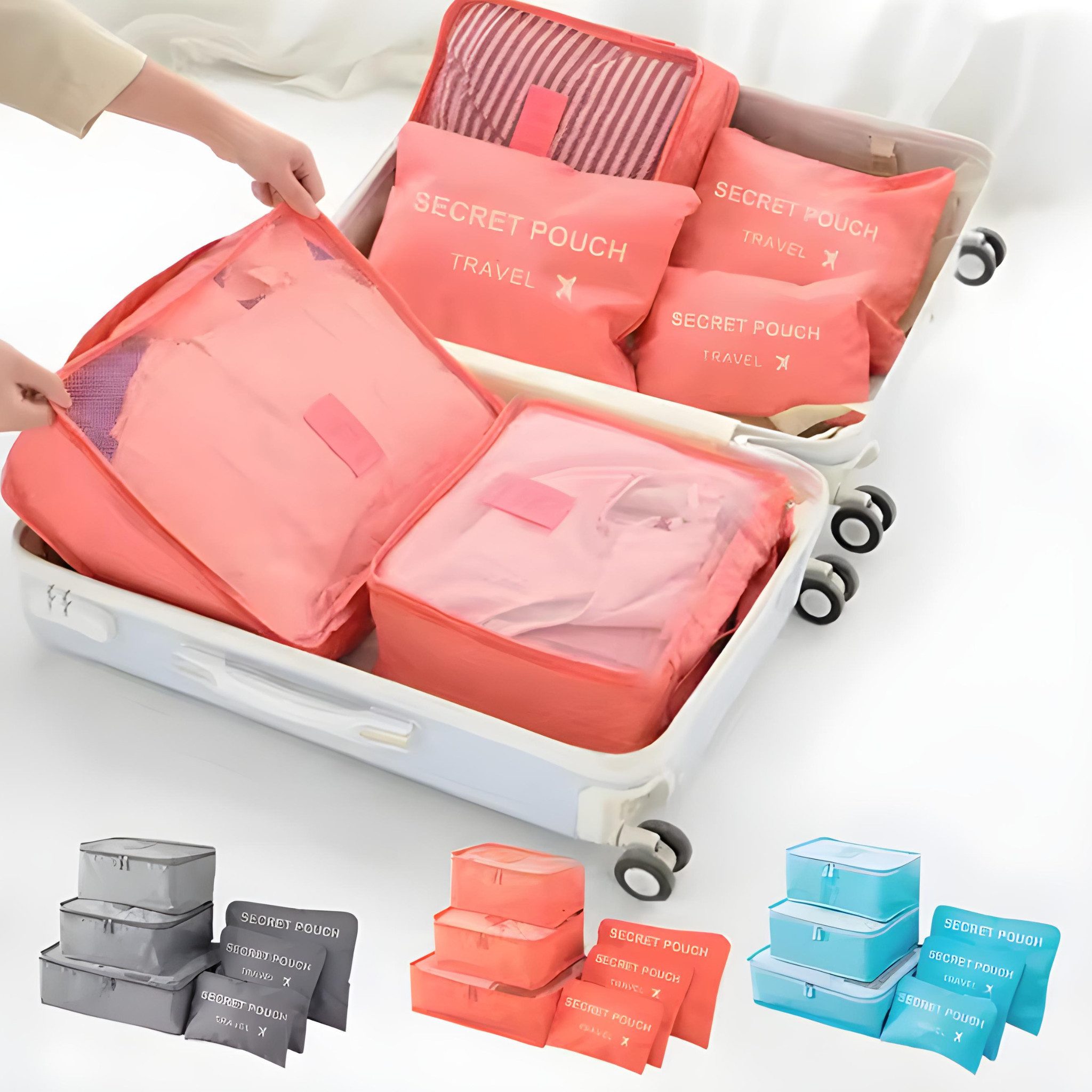 HS.SUPPLY Reisetasche 6er Set Reise-Organizer wasserdicht – Kleidung & Zubehör sortieren (6-teiliges Set), im praktischen Design, wasserdicht, große Kapazität