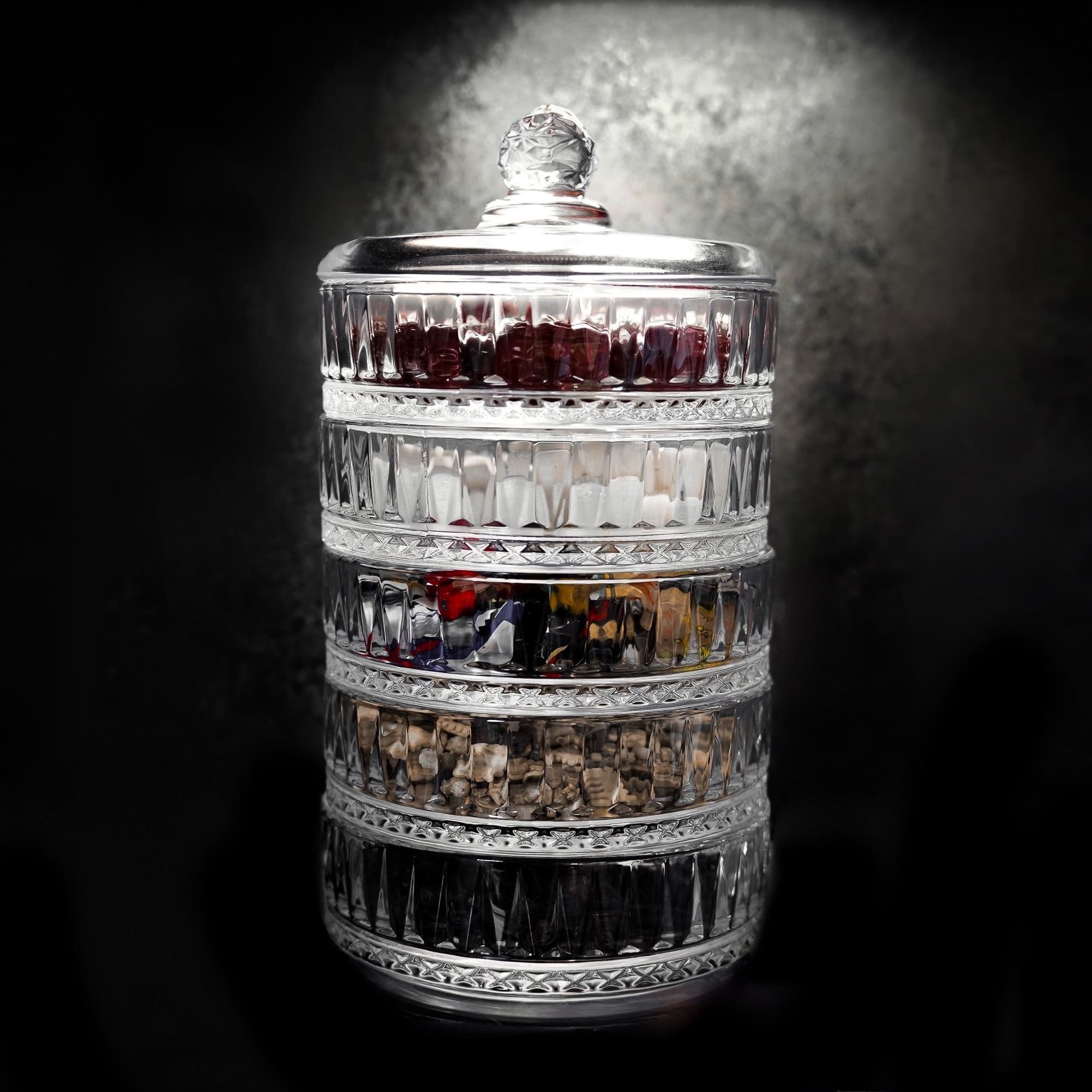 Almina Schale 5-stöckig, mit Deckel - Patisserie mit elegantem Riffle-Design, (1-tlg)