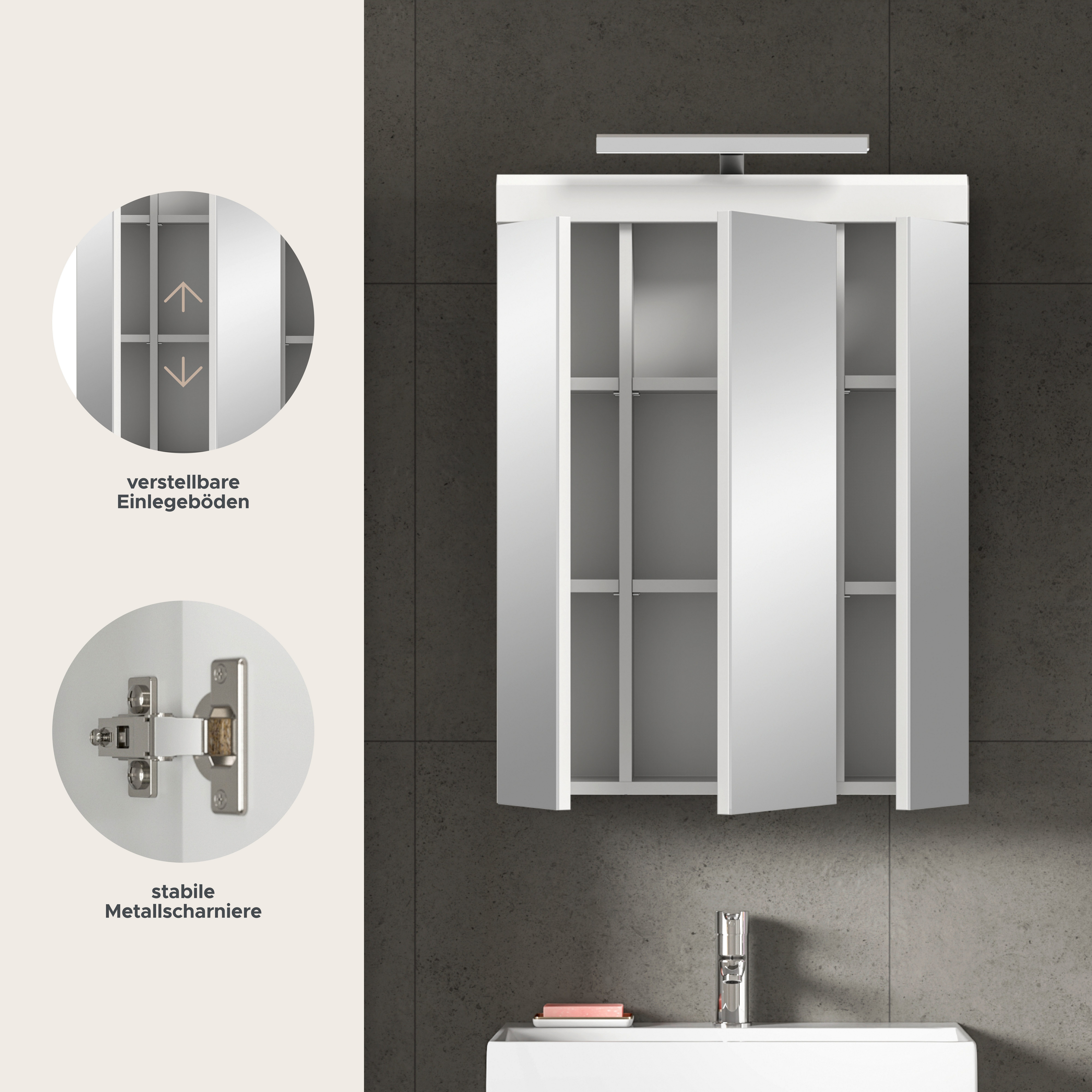 furnling Badezimmerspiegelschrank Scott mit Beleuchtung, Badschrank, günstig online kaufen