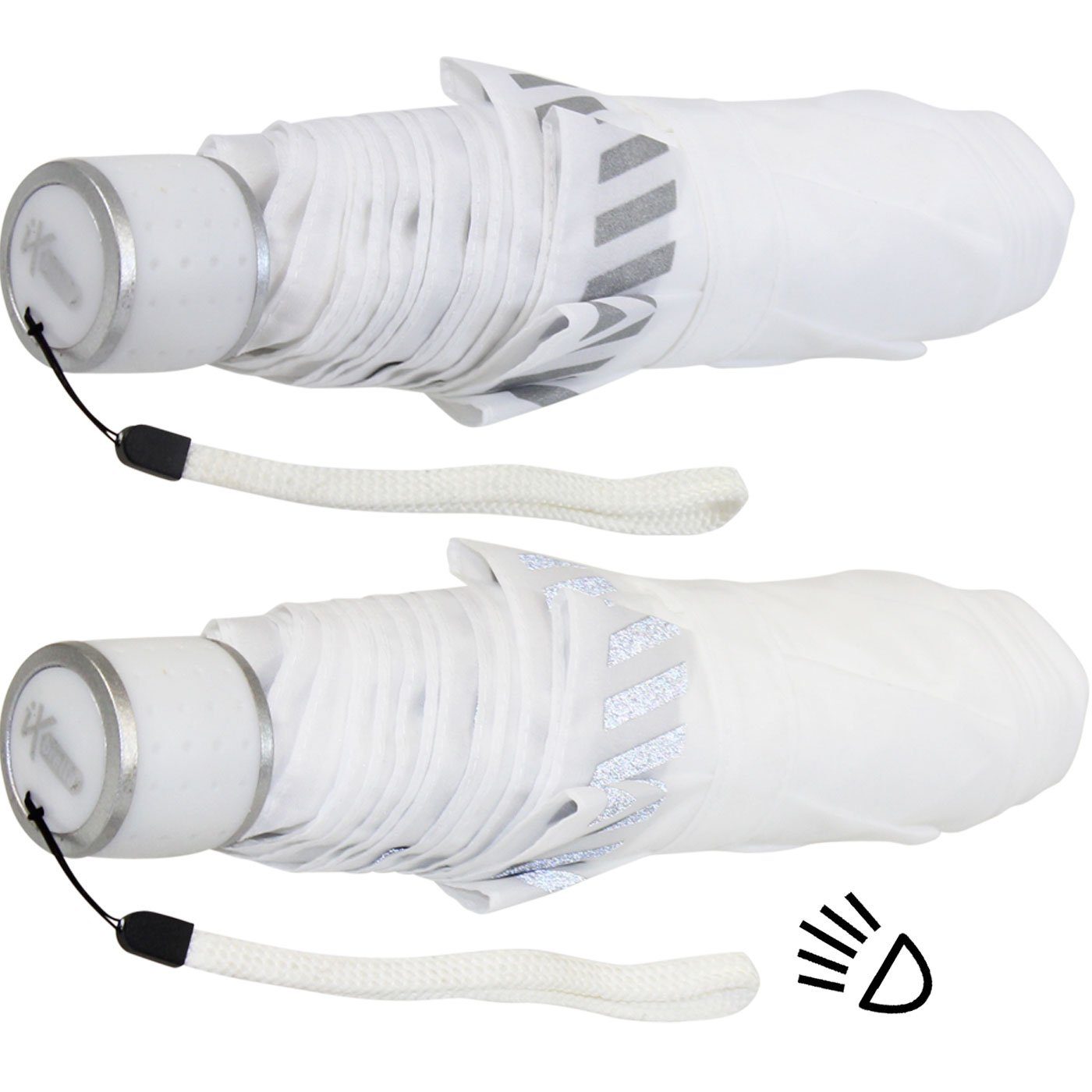 iX-brella Taschenregenschirm Mini weiß reflektierend Kinderschirm extra Safety Reflex leicht