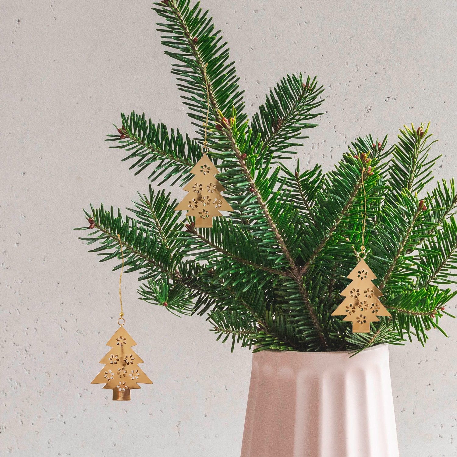 Marrakesch Orient & Mediterran Interior Christbaumschmuck 3er Set Weihnachtsanhänger Weihnachtsdeko Weihnachtsbaum Gold, Handarbeit