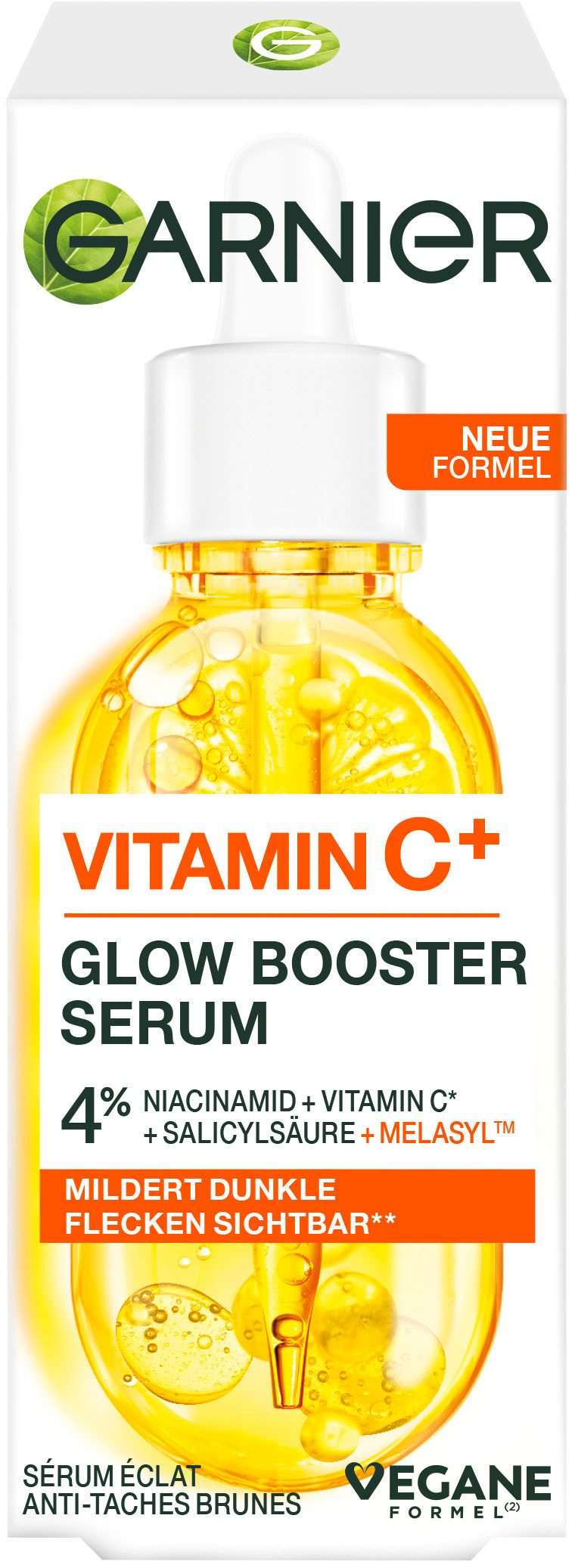 GARNIER Gesichtsserum VITAMIN C+ GLOW BOOSTER SERUM, Mildert Pigmentflecken, glättet die Haut, auch für empfindliche Haut.