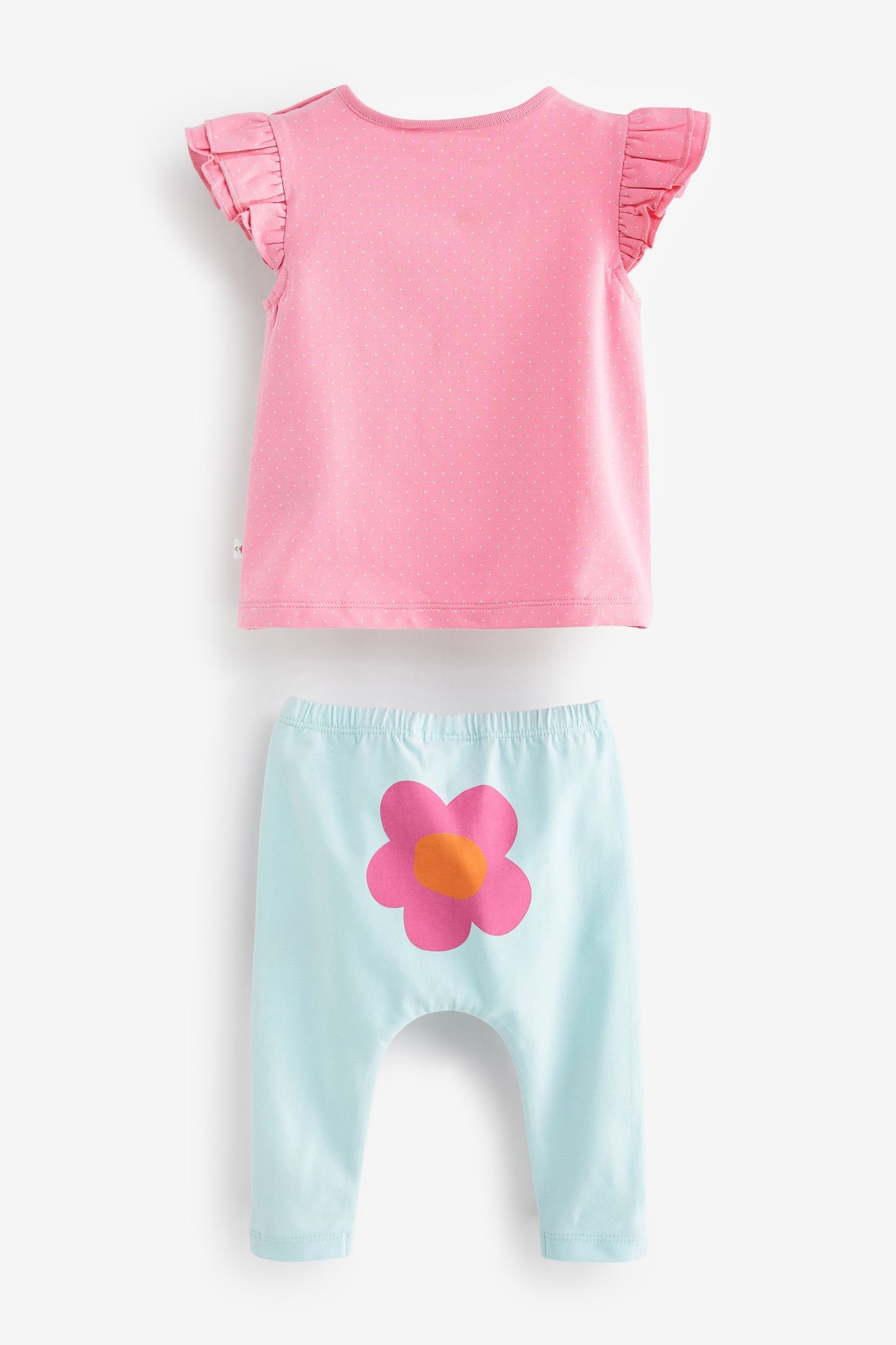Next Shirt & Leggings 2er-Set (2-tlg) Character und Baby-T-Shirt Pink/Blue Leggings aus Webmaterial