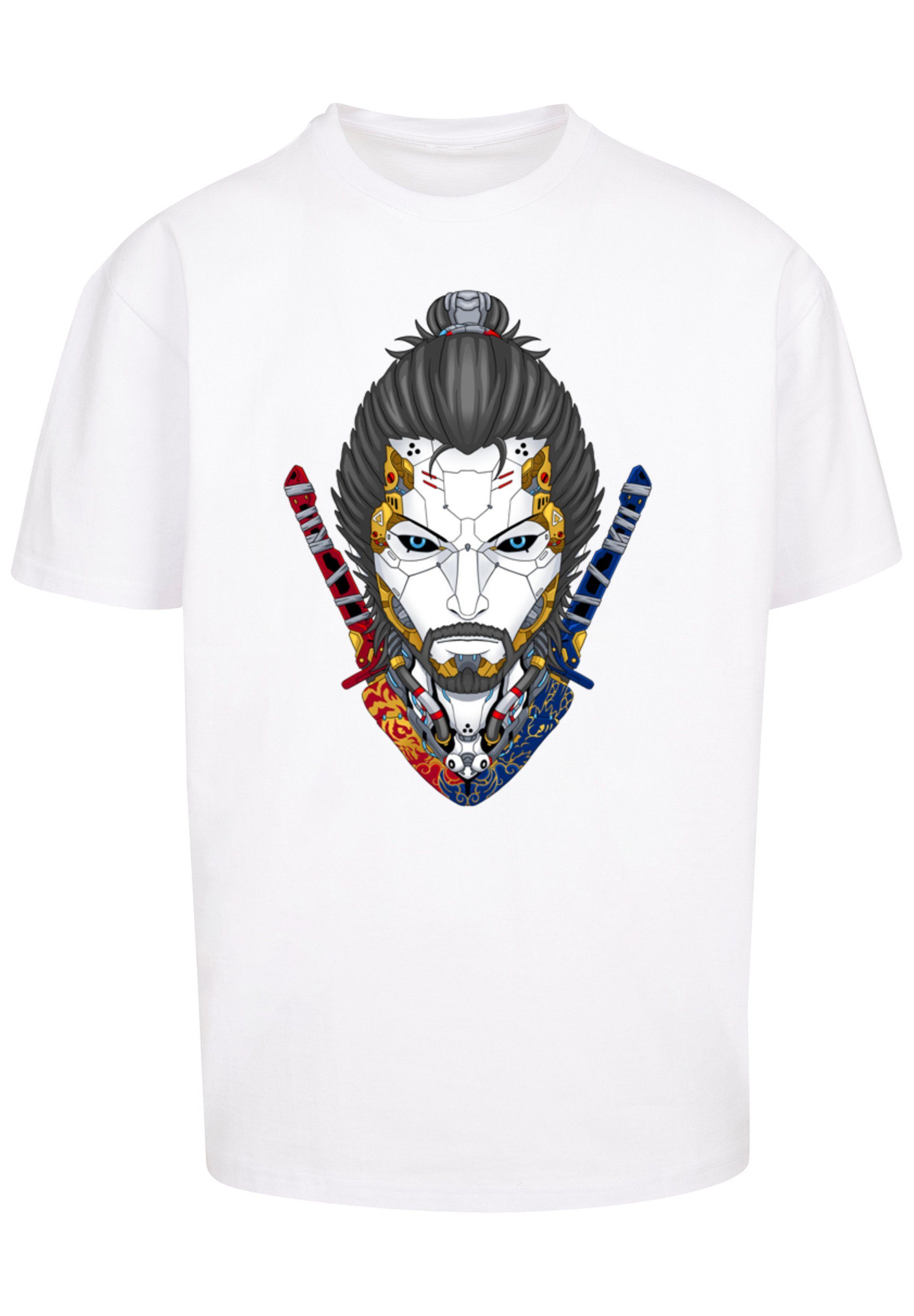 F4NT4STIC Samurai T-Shirt Print weiß STYLES Cyberpunk CYBERPUNK