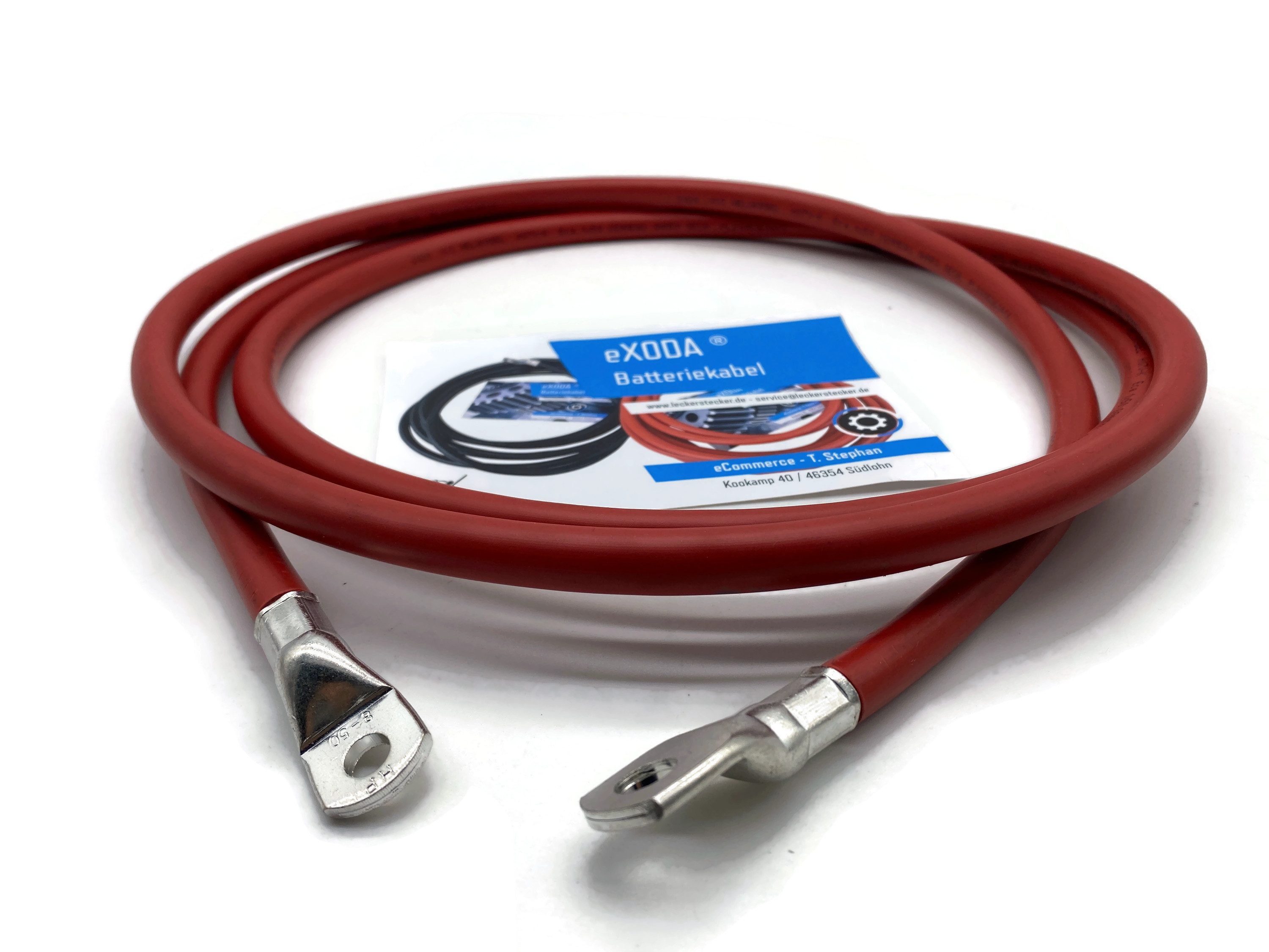 eXODA 50 mm2 M6 M8 Batteriekabel, Rot, (250 cm), 99% Kupfer