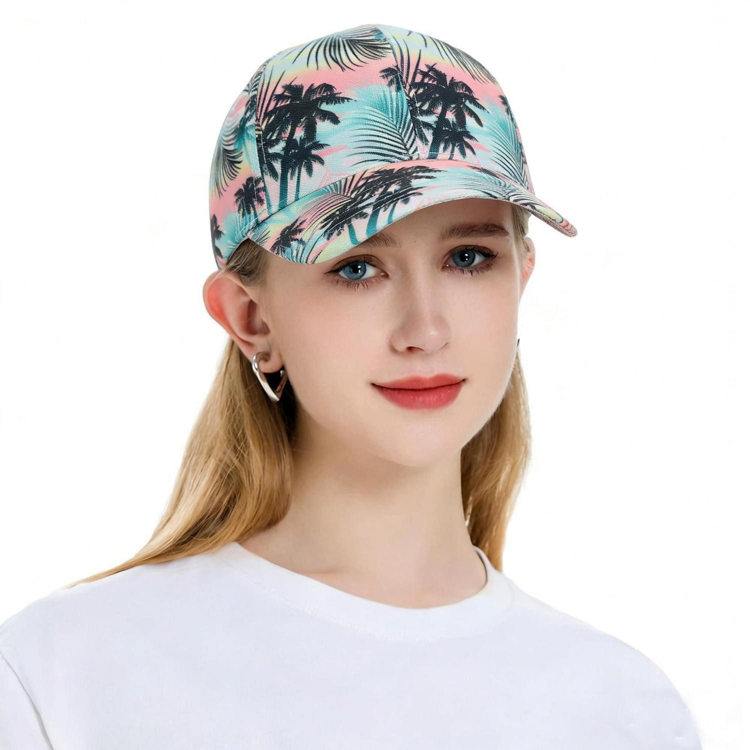 LuxusKollektion Baseball Cap Basecap Damen Sommer Blumen Atmungsaktiv Einheitsgröße Palme