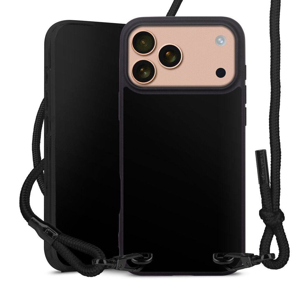 DeinDesign Handyhülle einfarbig schwarz Farbe Schwarz, Apple iPhone 17 Pro Max Premium Handykette Hülle mit Band