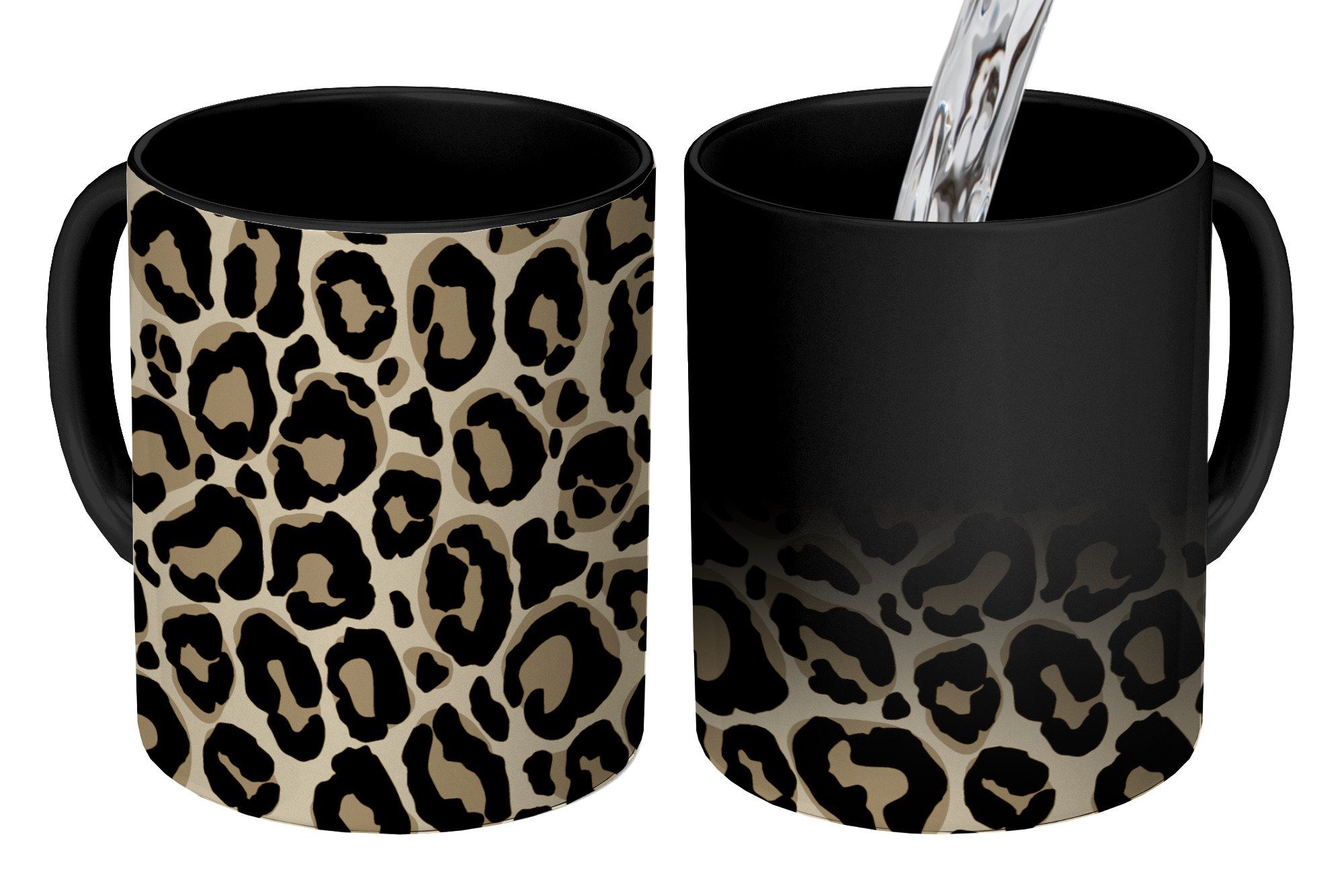 MuchoWow Tasse Pantherdruck - Muster - Leopard, 1-tlg., Keramik, Farbwechsel, Kaffee Tassen, Teetasse, Zaubertasse, Geschenk