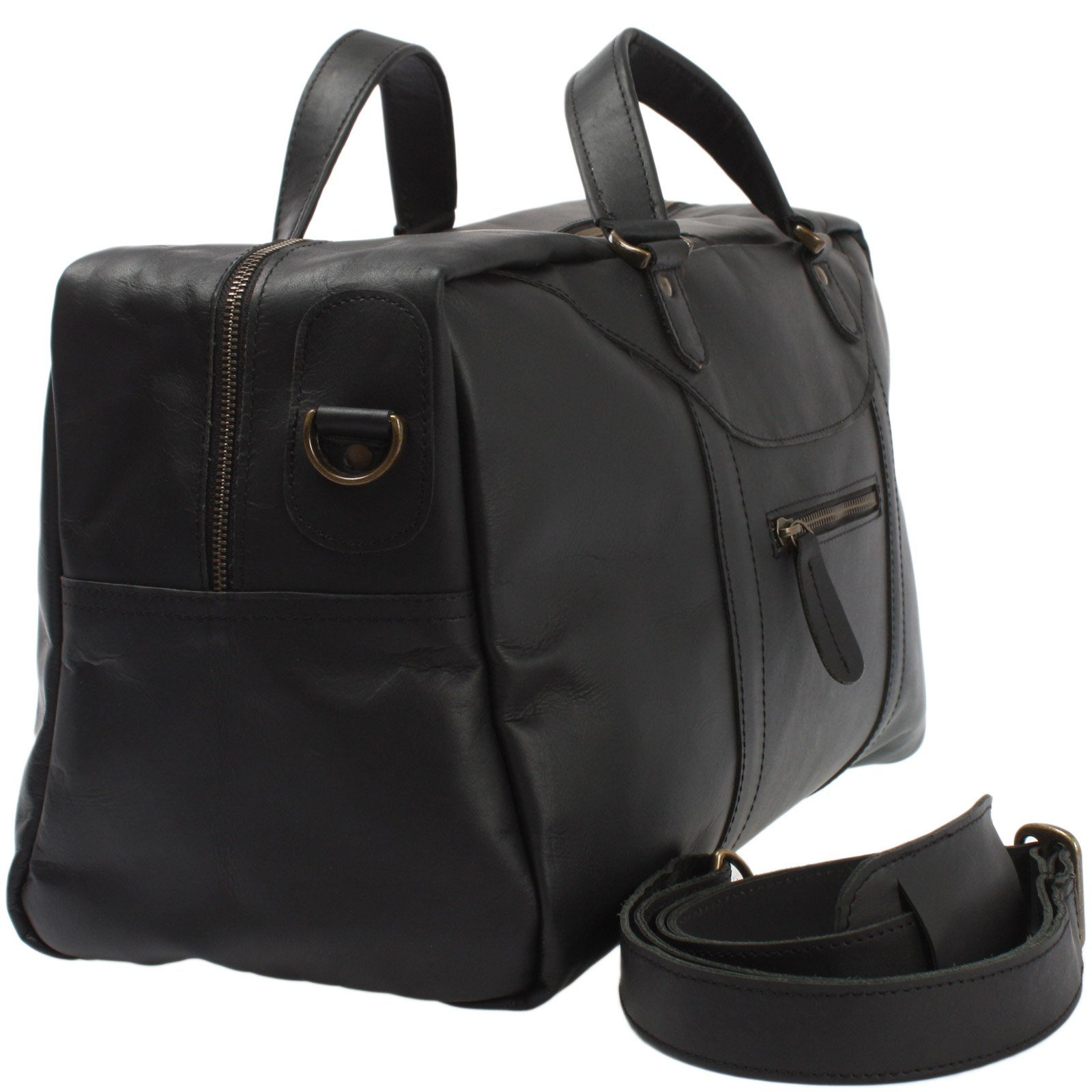 Handgepäck LE2009 Leder schwarz kleine Weekender LECONI Weekender Reisetasche