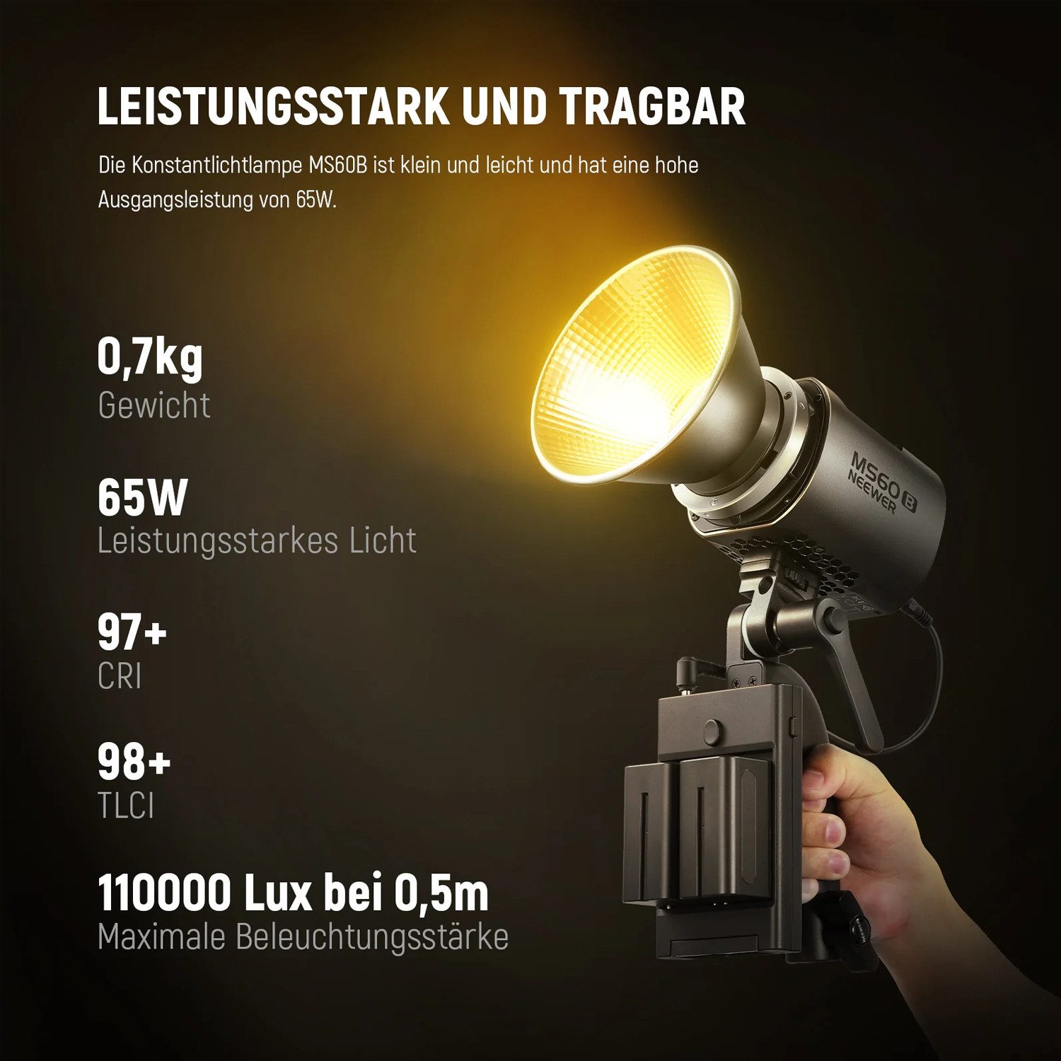 Neewer Videoleuchte Neewer Dauerlicht MS60B LED Foto-Videolicht, Videografie, Fotografie, Content-Creator