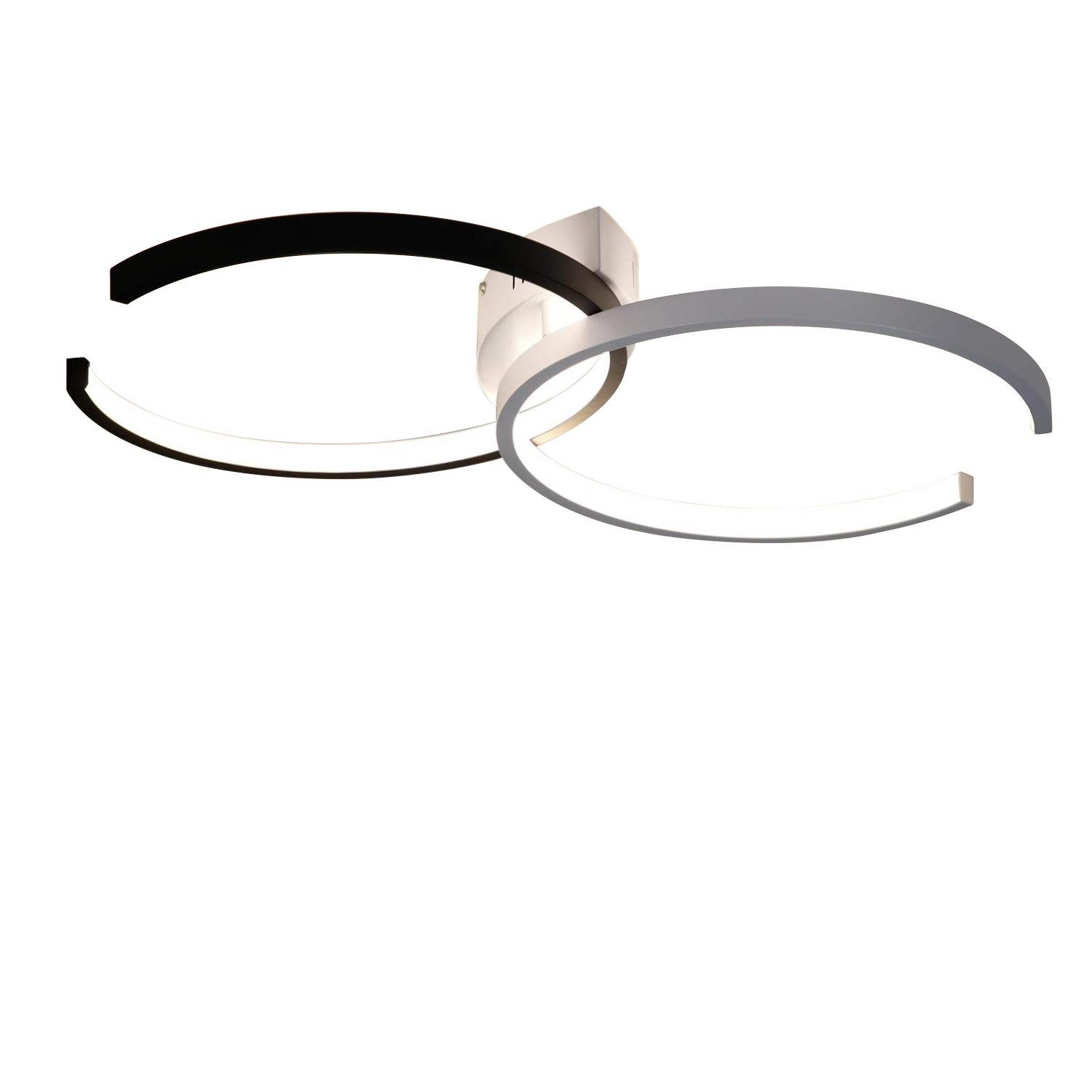 ZMH Deckenleuchte 55cm Wohn- Ess- Schlaf- Badelampe weiß&schwarz Eisen, dim günstig online kaufen