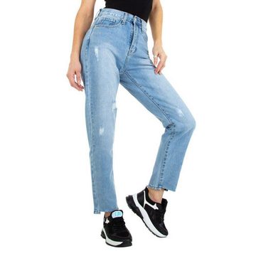 Ital-Design Straight-Jeans Damen Freizeit Destroyed-Look Straight Leg Jeans in Blau
