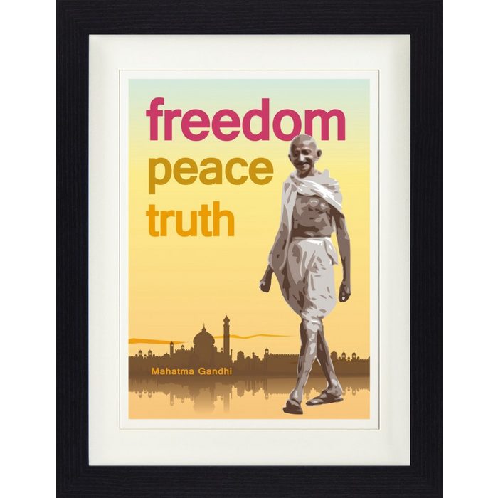 1art1 Bild mit Rahmen Mahatma Gandhi - Freiheit Frieden Und Wahrheit