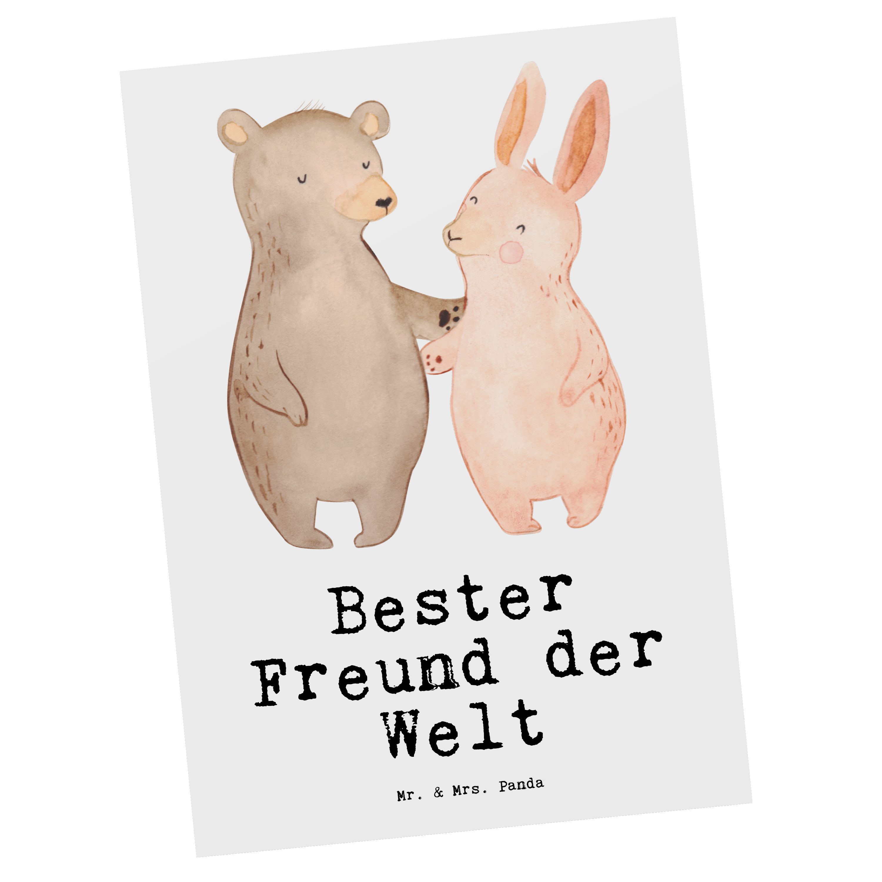 Mr. & Mrs. Panda Postkarte Hase Bester Freund der Welt Weiß