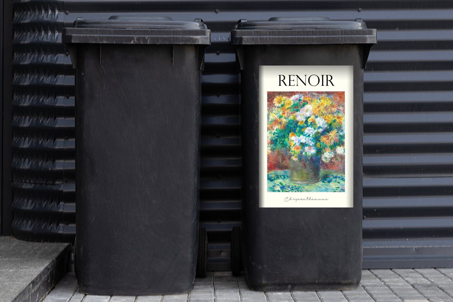 Renoir (1 Blumen - MuchoWow Mülltonne, St), Container, Kunst Abfalbehälter Sticker, - Wandsticker Mülleimer-aufkleber,