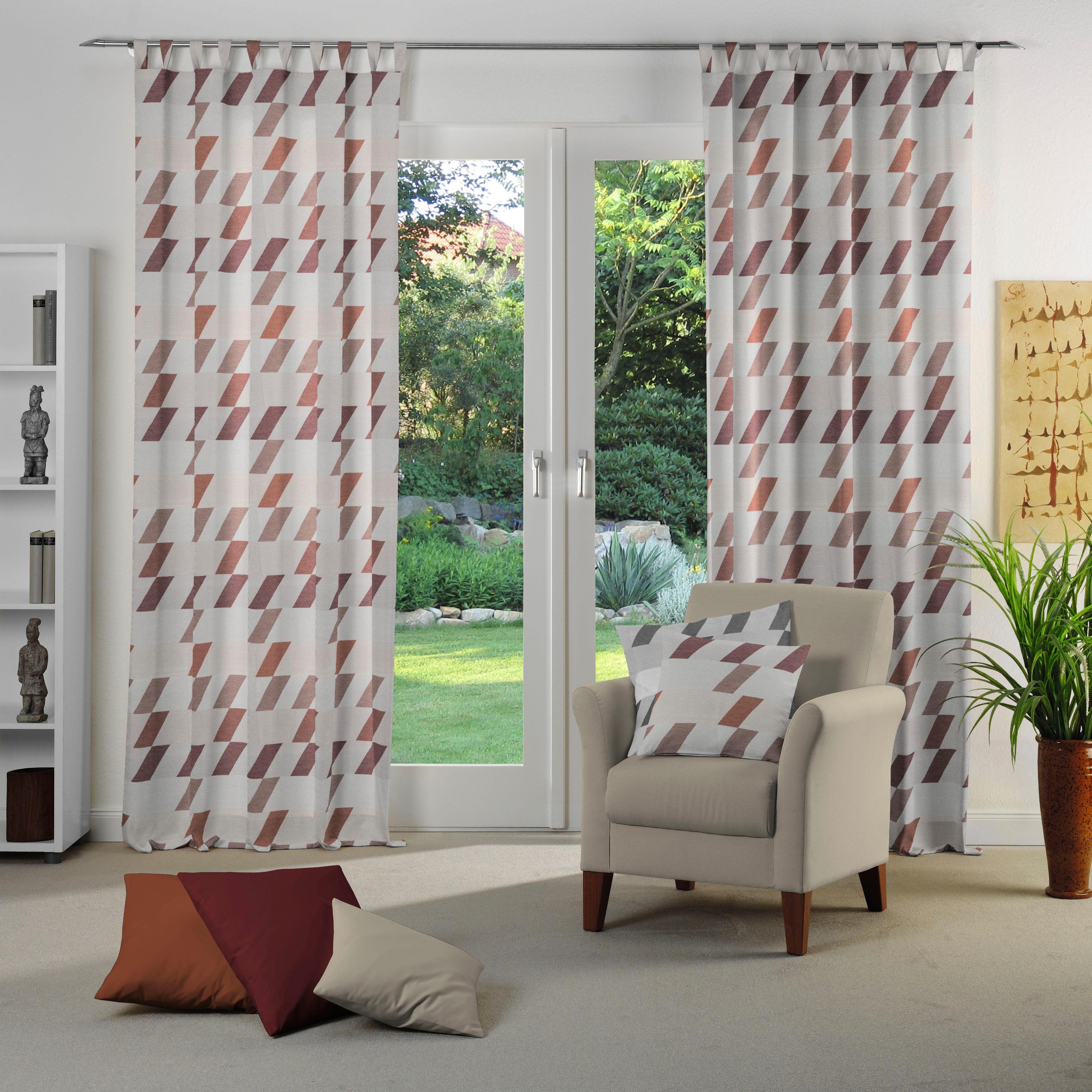 Vorhang Bray, Wirth, Schlaufen St), terrakotta Jacquard (1 blickdicht