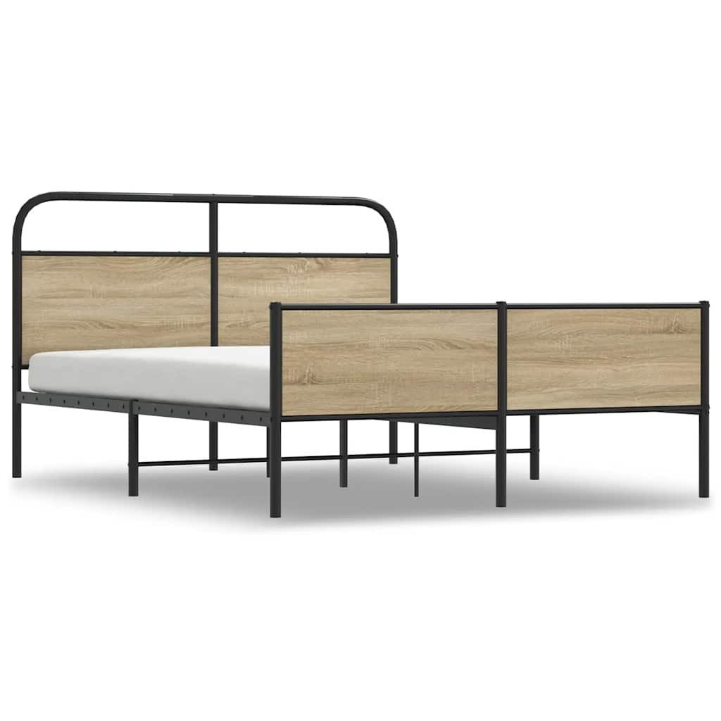 vidaXL Bett Metallbett ohne Matratze Räuchereiche günstig online kaufen