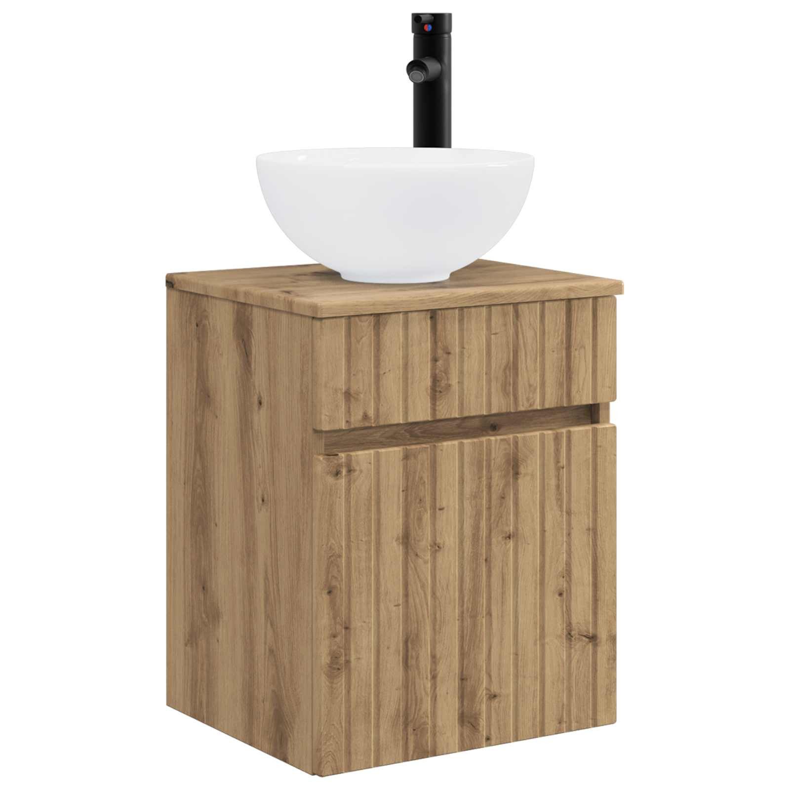vidaXL Badezimmerspiegelschrank Wandmontierte Waschbecken-Vanität Artisan-Eiche 39 x 35 x 63 cm (1-St) Wandmontierte Waschbecken-Vanität Artisan-Eiche 39 x 35 x 63 cm