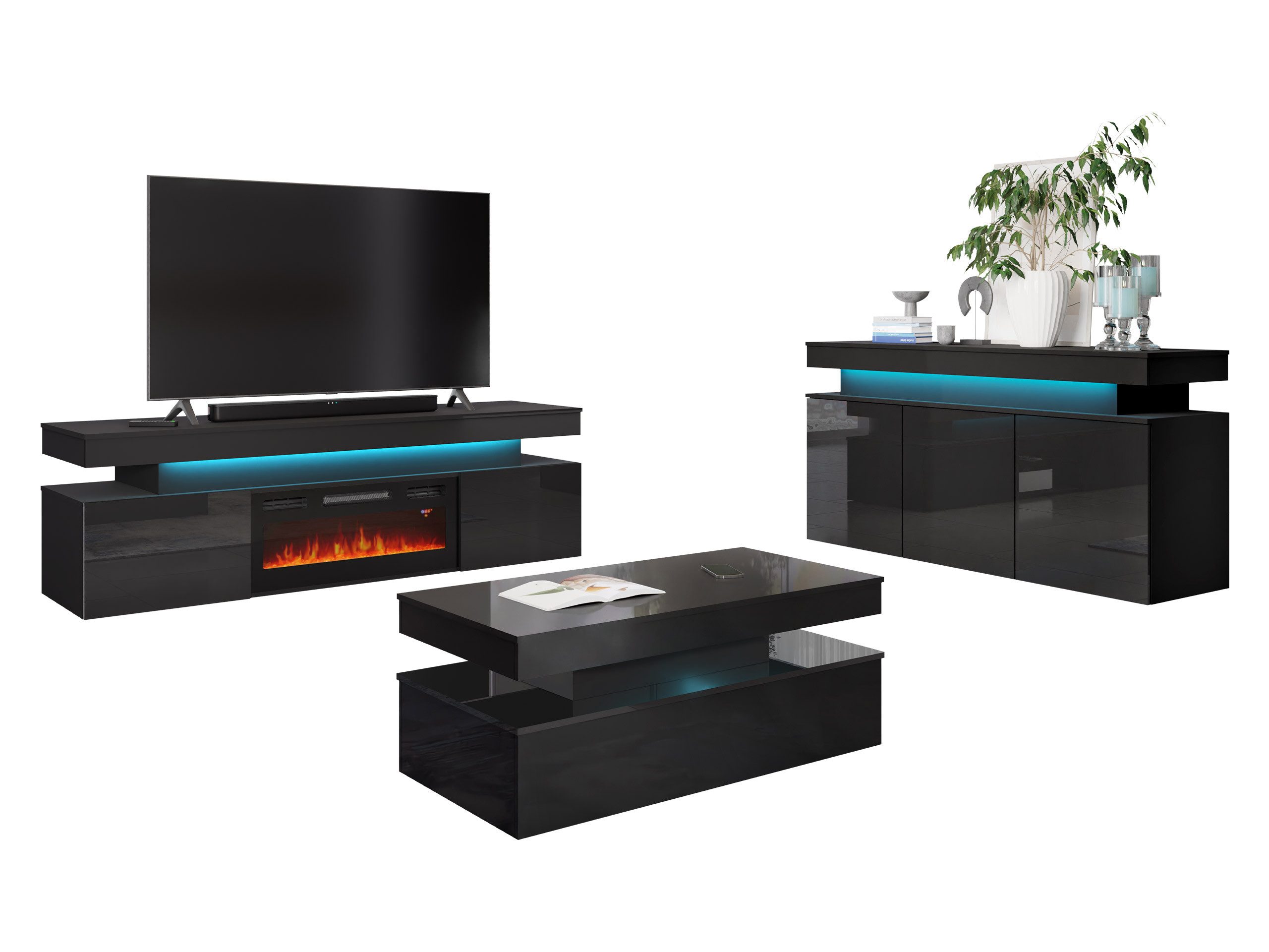 MIRJAN24 Wohnzimmer-Set Glossa II, (3er-Set, Kommode, günstig online kaufen