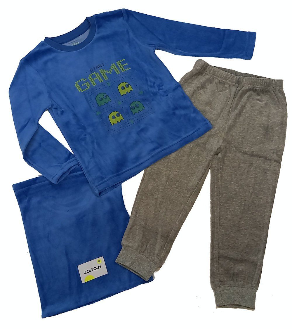 LOSAN Pyjama Losan Jungen tlg) Game Samt Schlafanzug (3 Pyjama blau lang grau