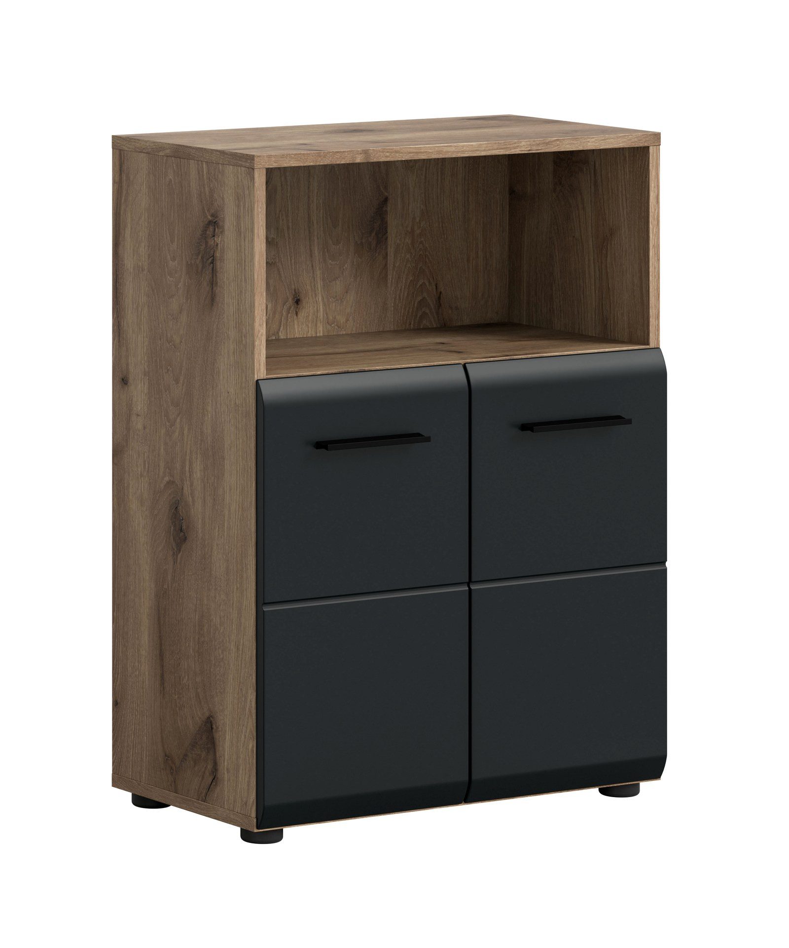 Aileenstore Midischrank ARCTIC 60 cm Breite, Schwarz matt, 2 Türen