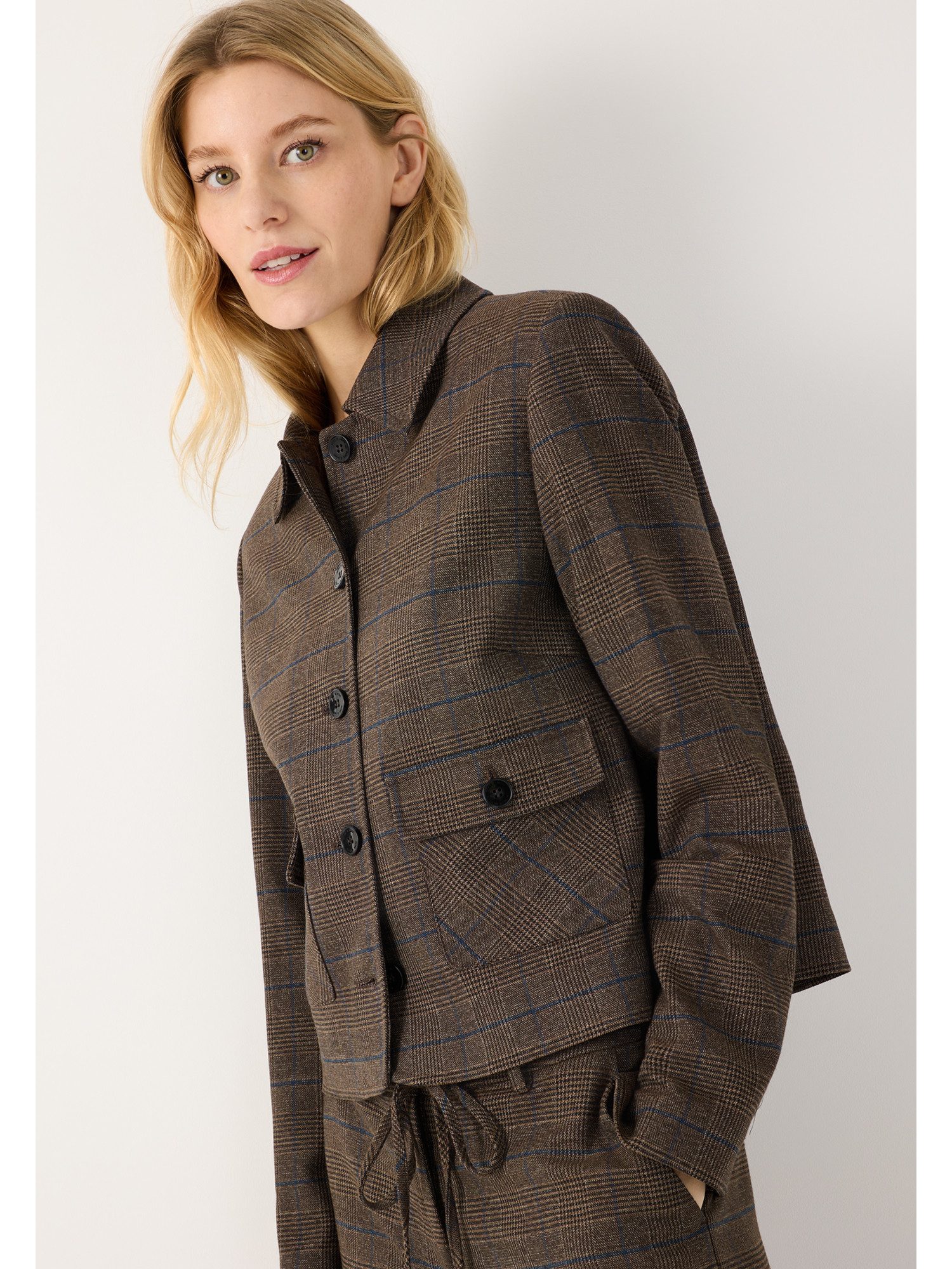 MORE&MORE Kurzblazer kurzer Glencheckblazer