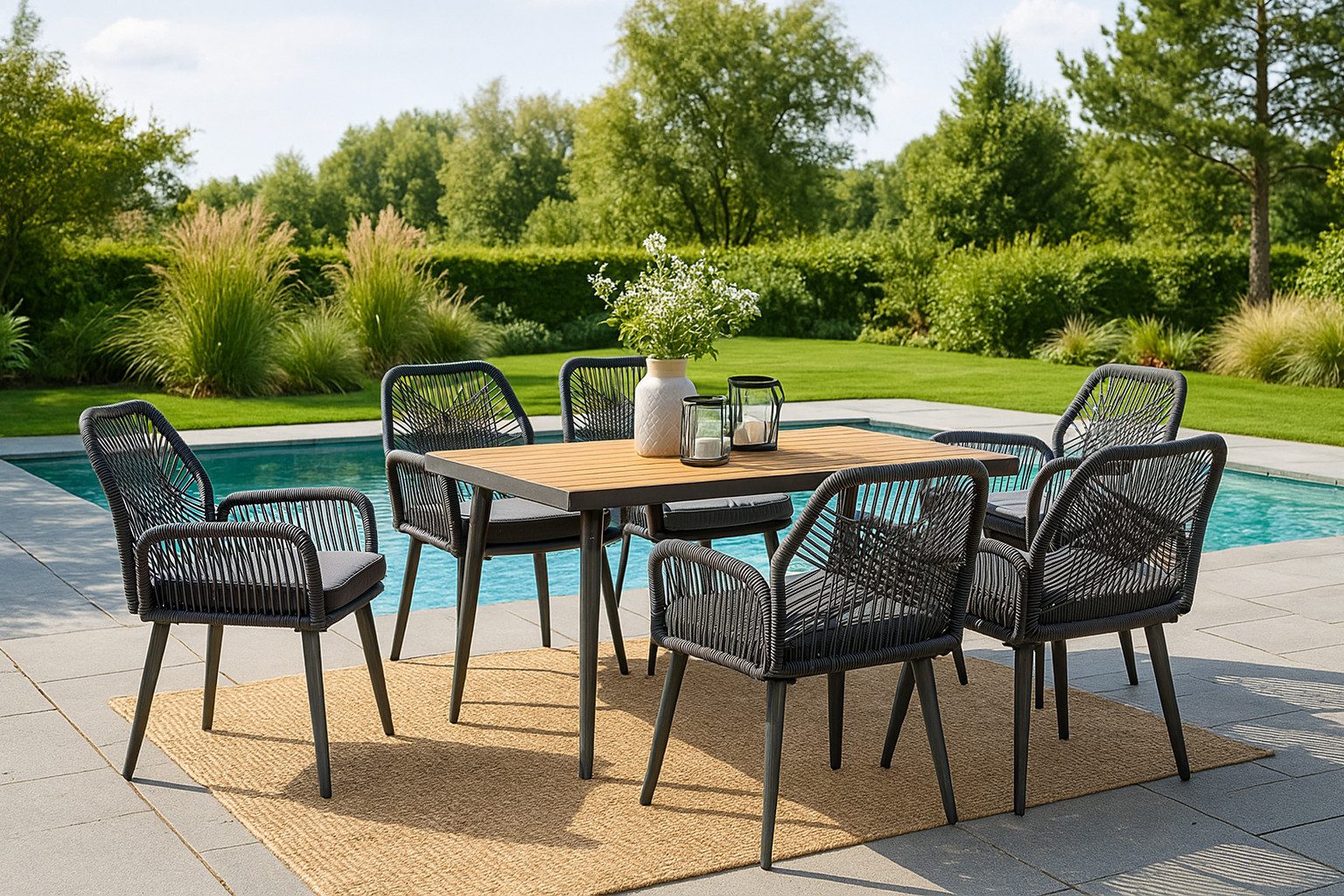 Swing&Harmonie Garten-Essgruppe für 6-8 Personen mit Tisch, Seilgeflecht-St günstig online kaufen