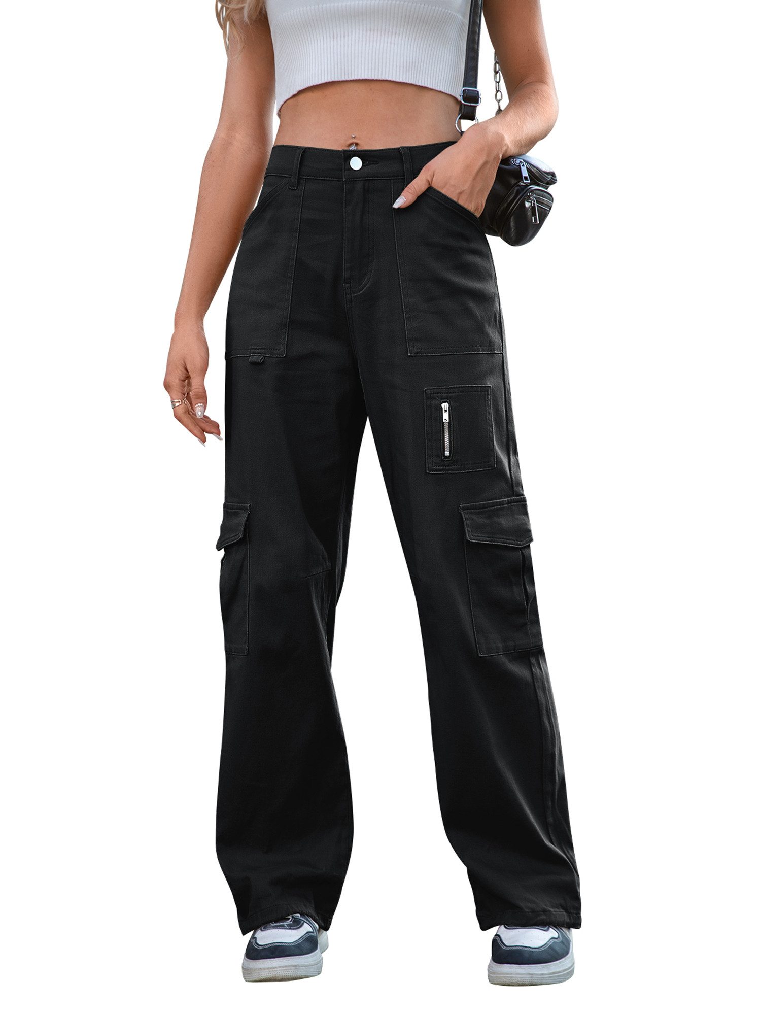 IVIR Cargohose Damen Arbeitshose Damen Hohe Taille mit 7 Taschen (1-tlg)