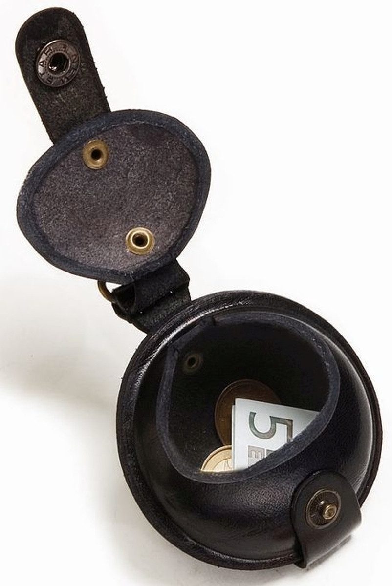 Gürteltasche Schlüsselanhänger / Kleingeldbörse klein Sattelleder 7cm schwarz