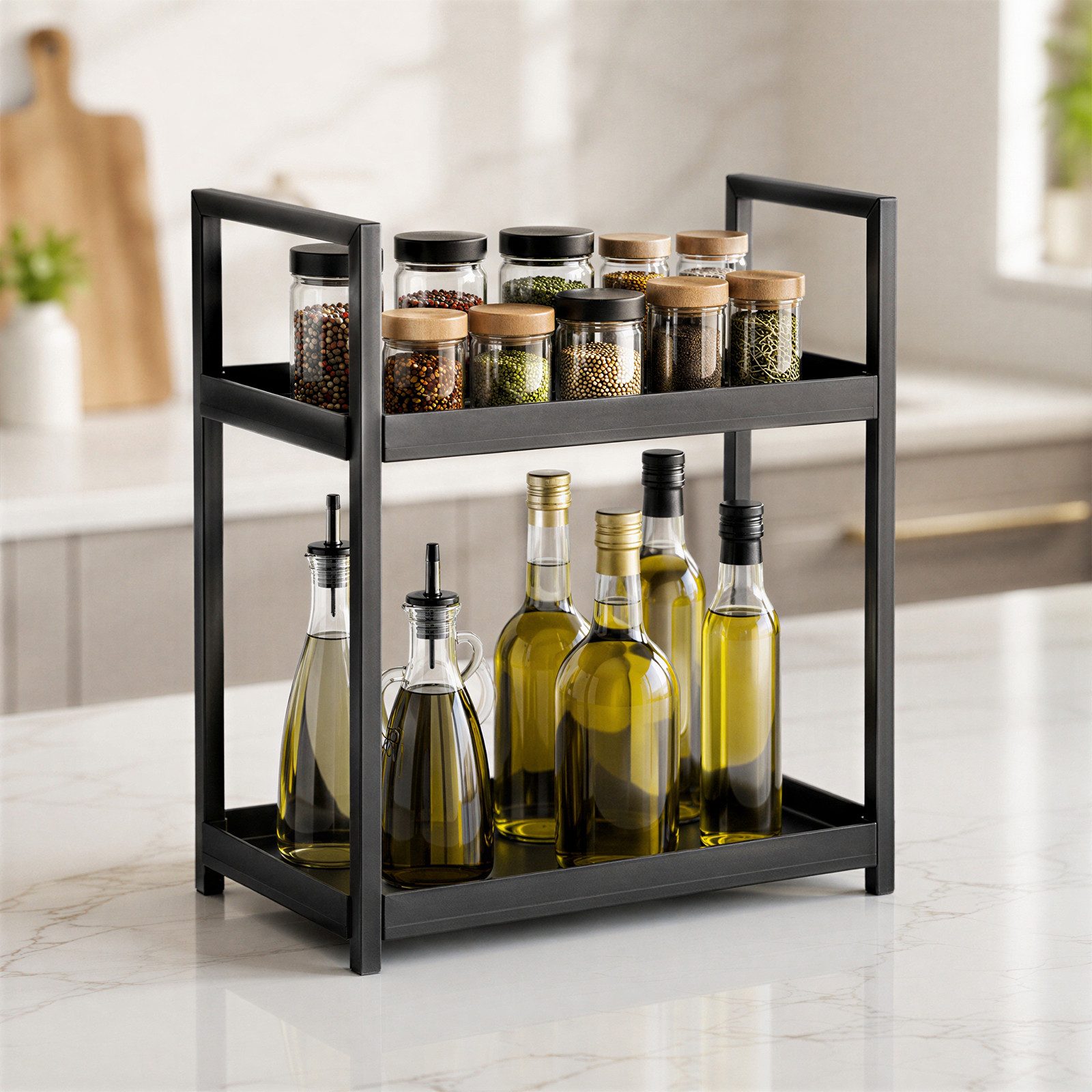 BlingBin Küchenregal 2 Etagen Gewürzregal Stehend, Badezimmer Organizer, 30x17x30cm, 1er Set 1-tlg., Schreibtisch Organizer Regal Für Schlafzimmer Badezimmer Küche Büro