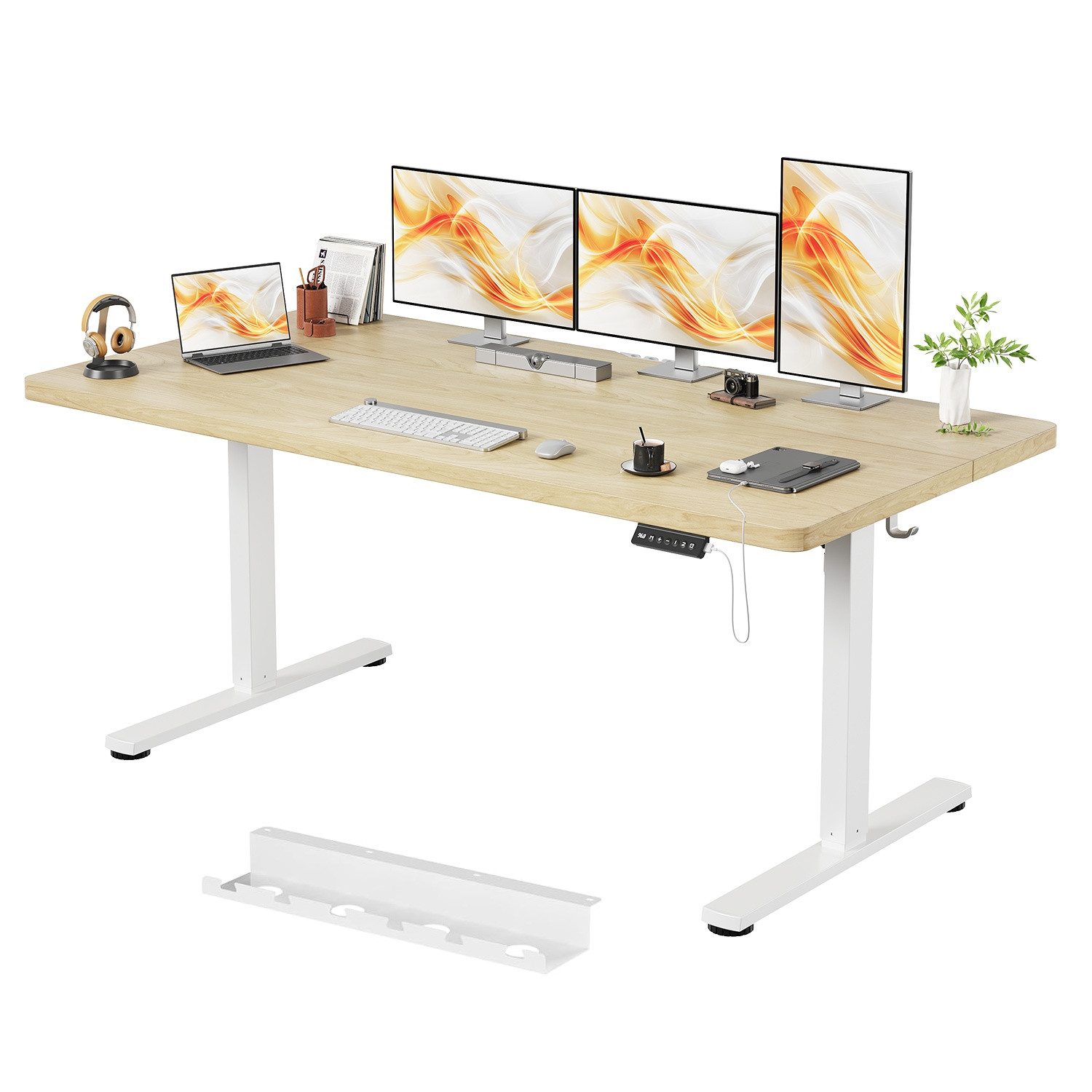 HOMALL Schreibtisch Tisch mit Speicherfunktion und Sitzpausen-Erinnerung, 18 mm dick (Maße 140x70/160x80,6-Tasten-Handsteuerung mit LED-Anzeige,mit Kabelmanagement, ideal für Homeoffice und Büro)