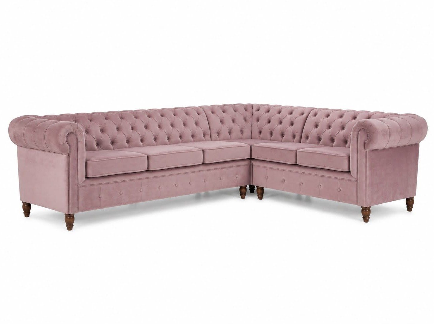 Xlmoebel Chesterfield-Sofa Elegantes rosa Chesterfield Ecksofa mit gestepptem Design, 1 Teile, Made in Europa