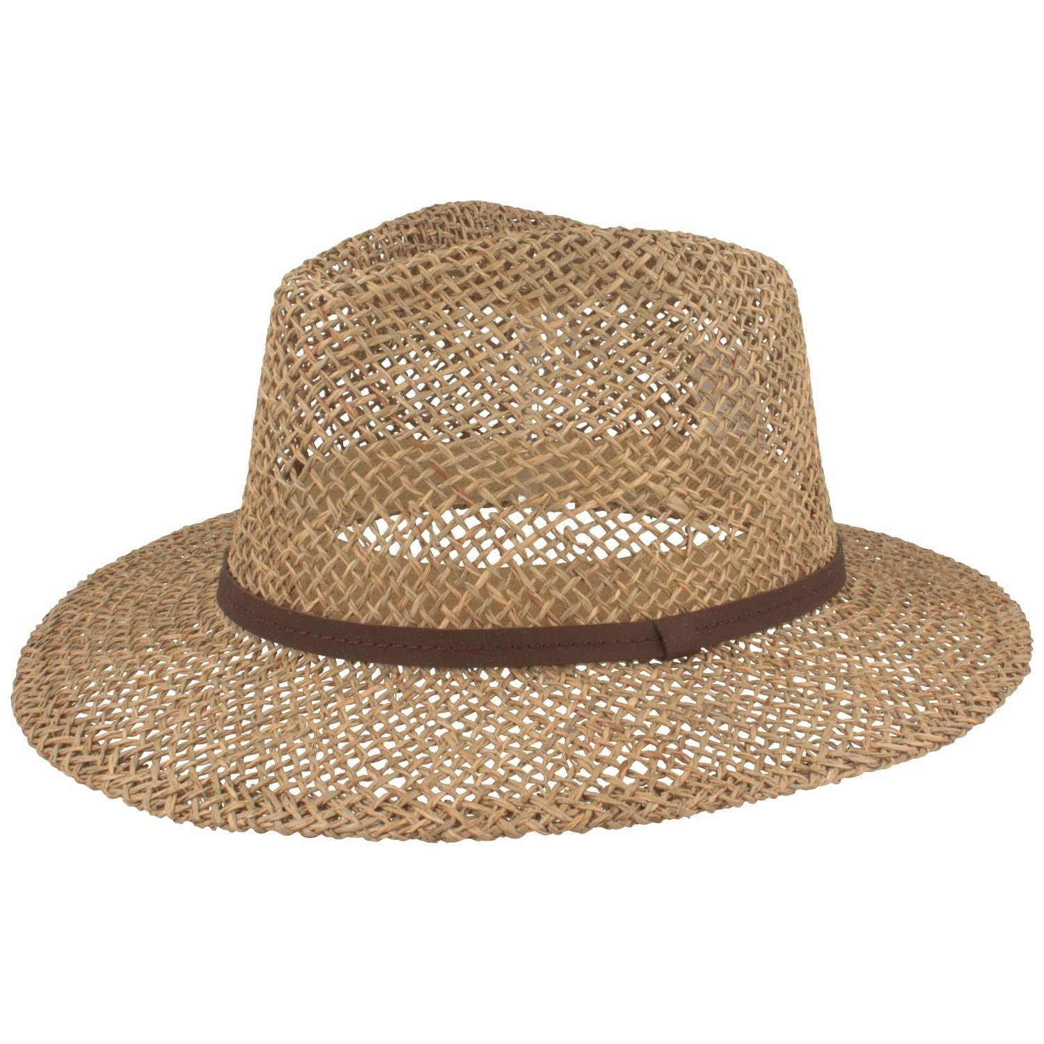 Fiebig Strohhut luftig, mit Kunst-Ledergarnitur